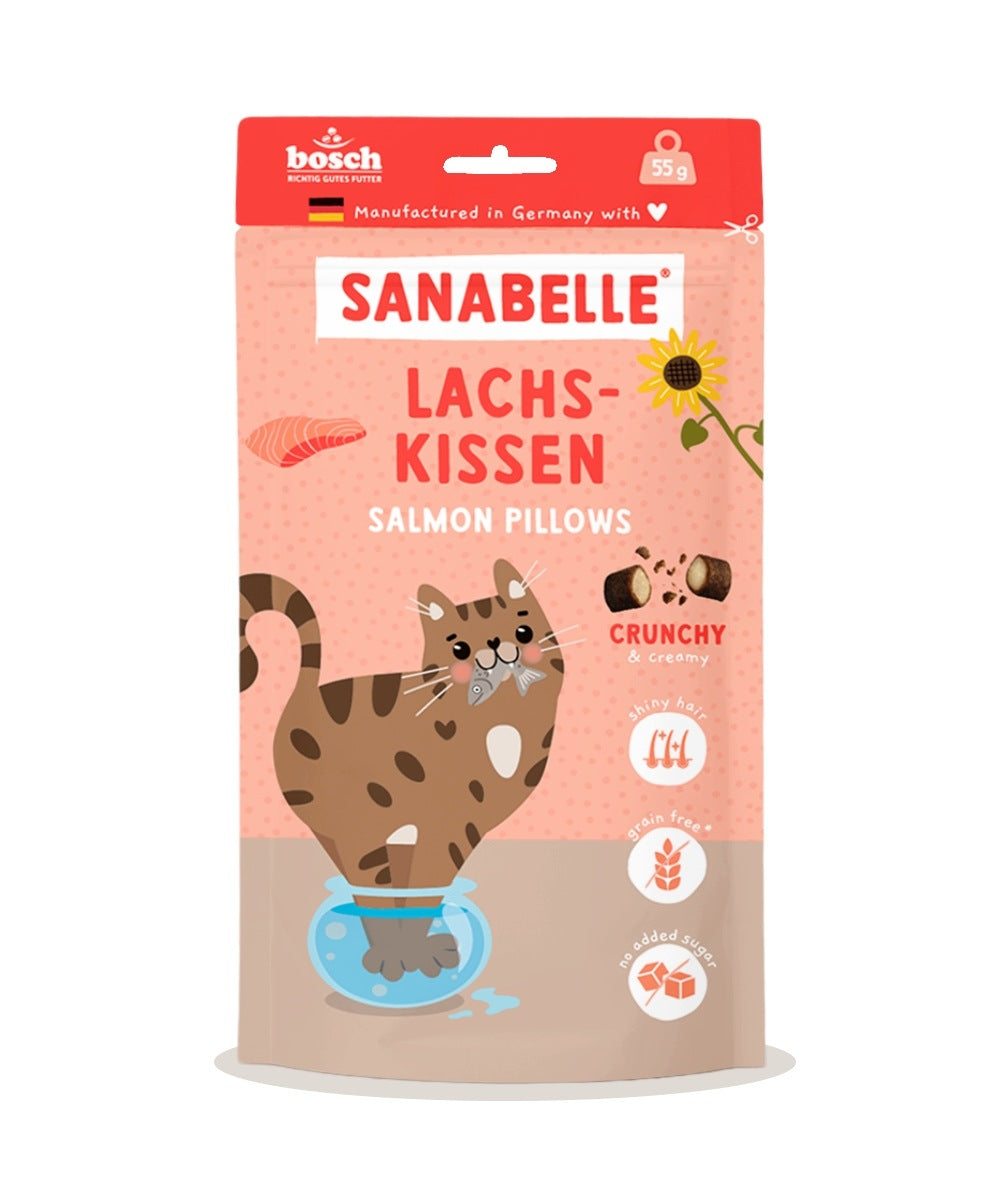 SANABELLE SALMON PILLOWS CRUNCHY CAT TREAT WITH SALMON AND SWEET POTATOES