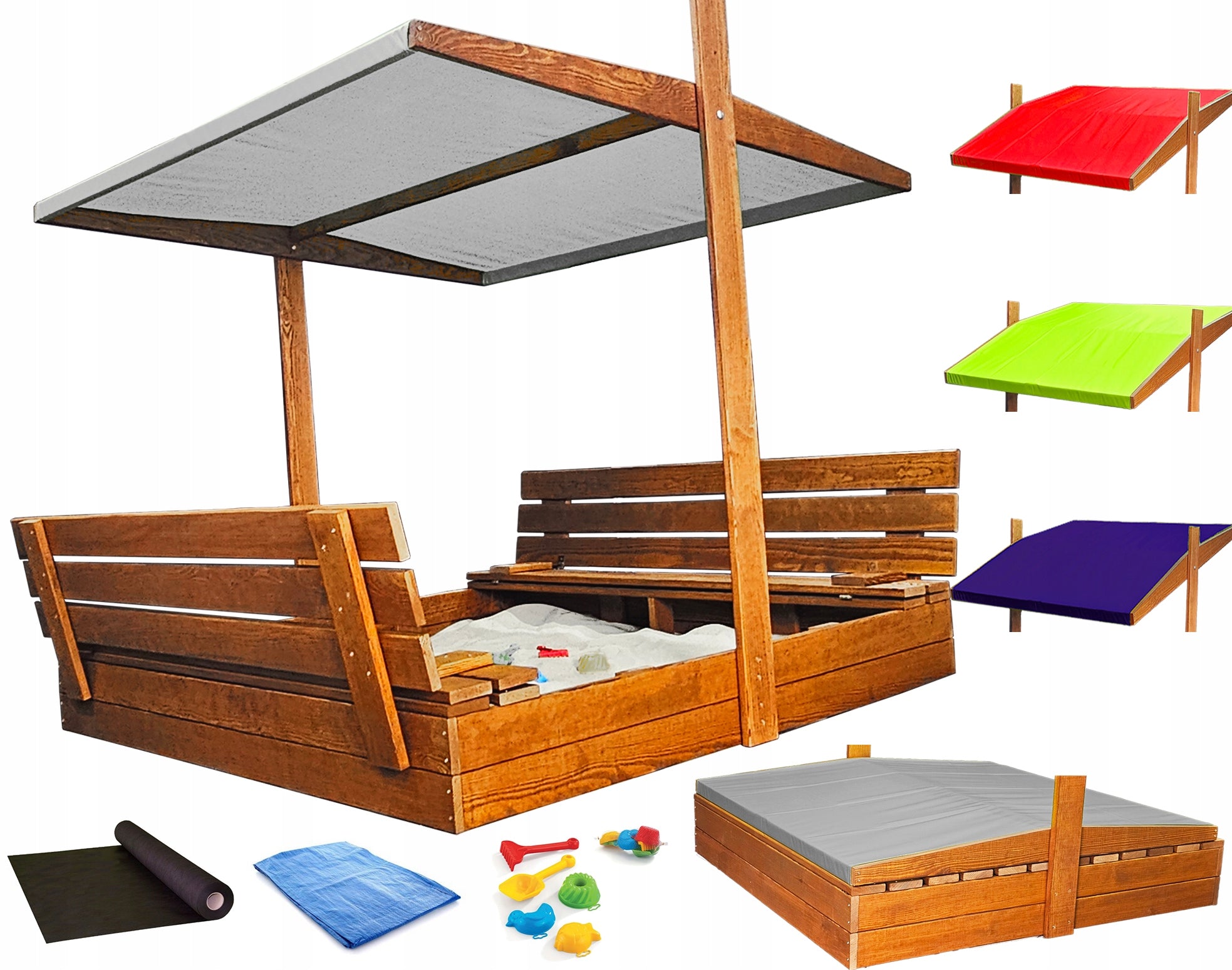 SANDBOX 150X150 WOODEN CLOSED WITH A VISOR 2X IMPREGNATED MANUFACTURER