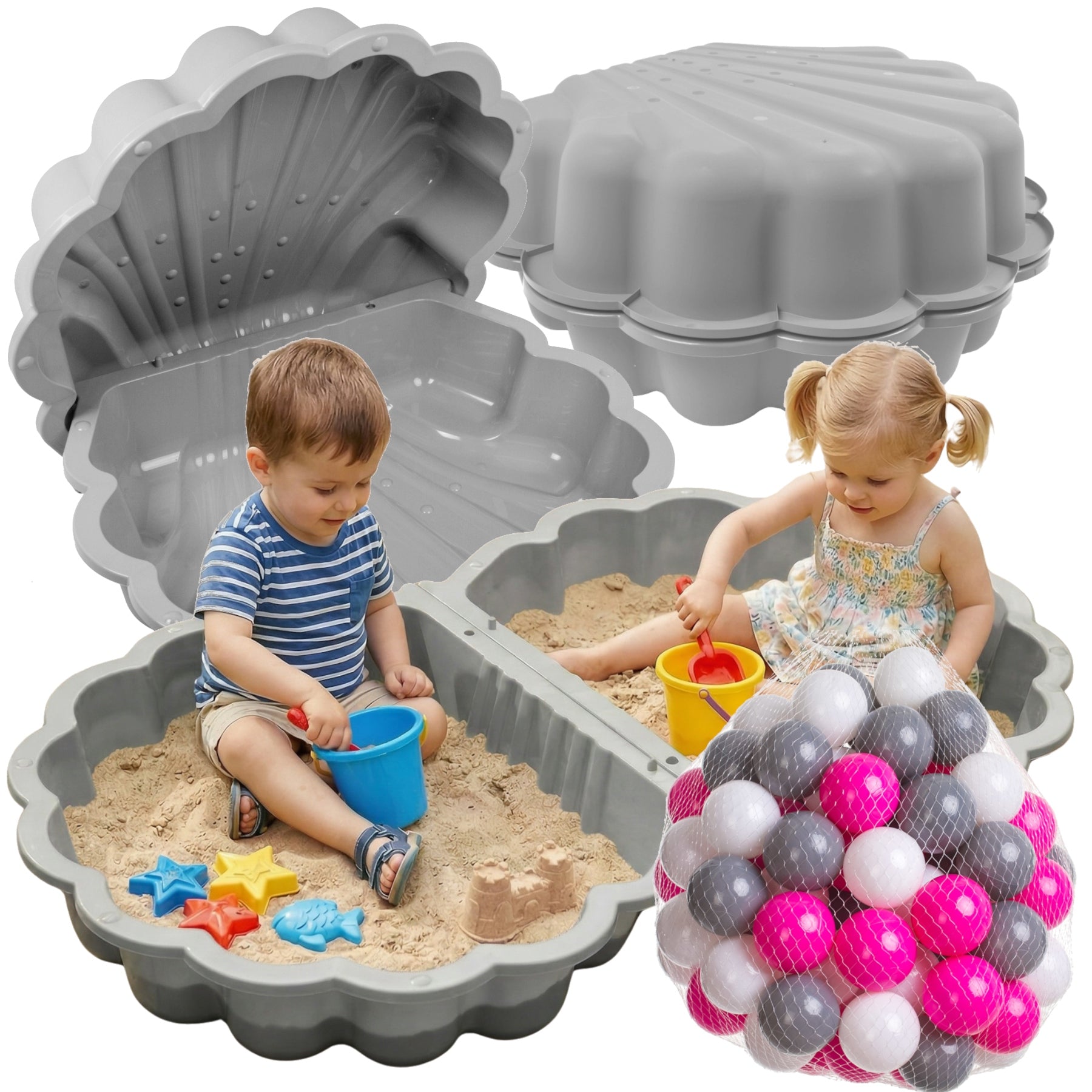 SANDBOX 2 ELEMENTS large plastic shell XL closed 2 el. + Balls