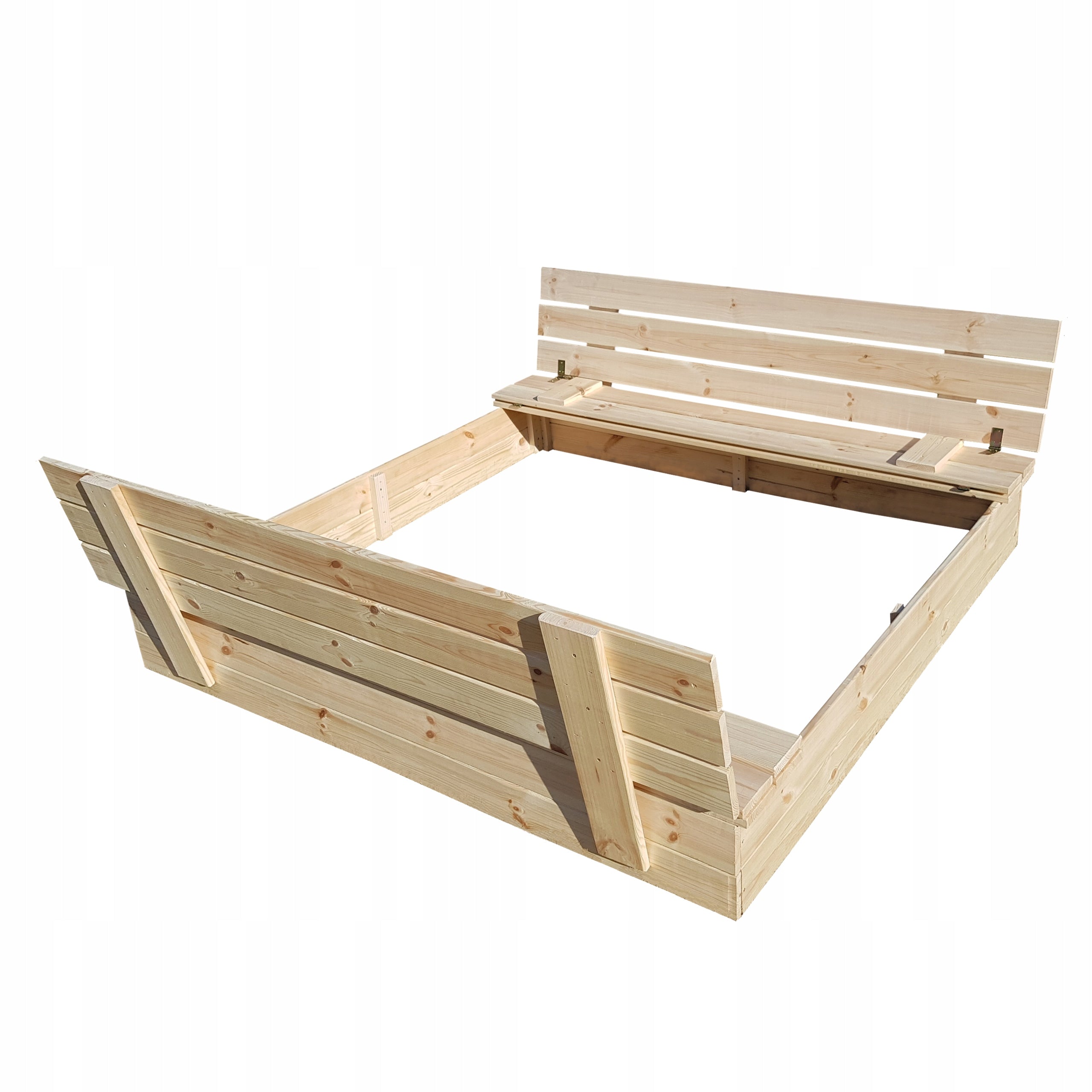 SANDBOX CLOSED WOODEN BENCHES LARGE 150x150 SMOOTH BOARDS Brand Stolfest