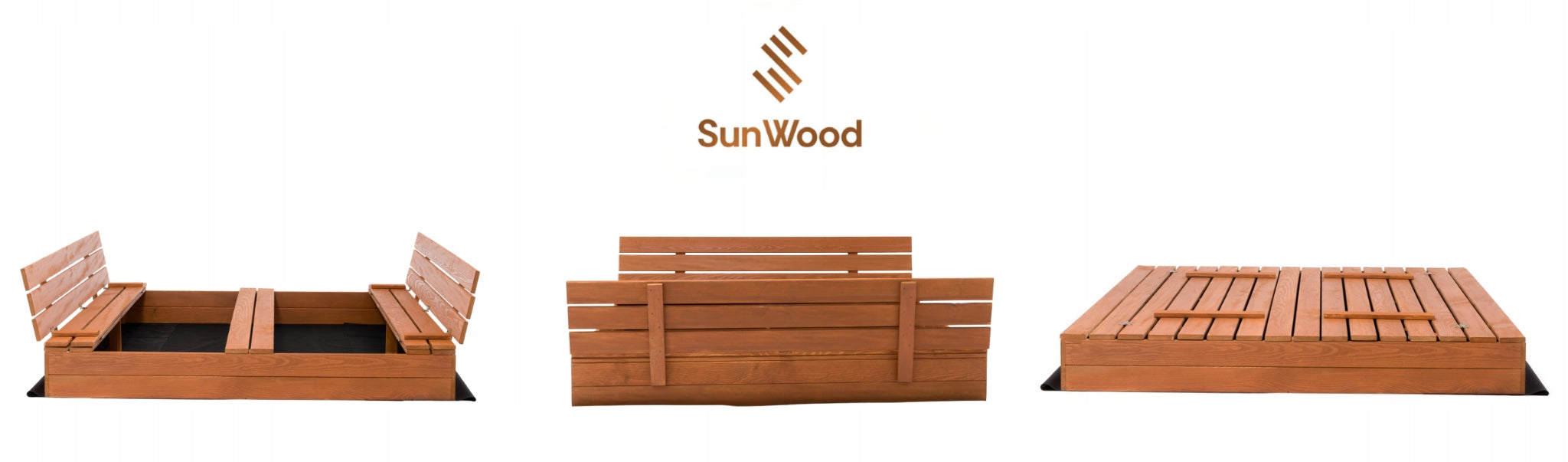 SANDBOX CLOSED WOODEN IMPREGNATED WITH BENCHES EXTRA LARGE 160x160cm Brand SunWood