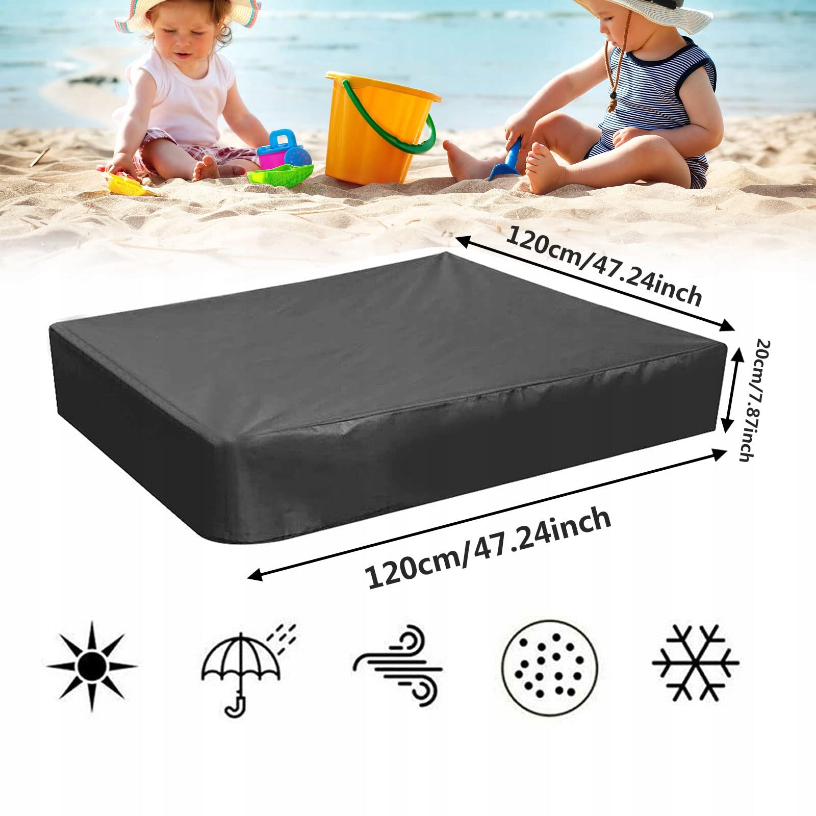 SANDBOX COVER TARPAULIN COVER 120X120x20 links YS7 Packaging status original