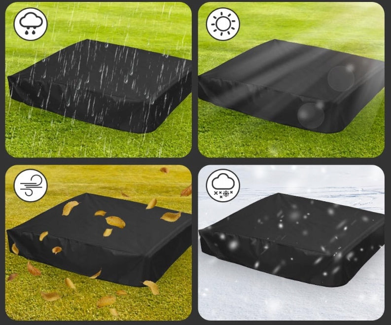 SANDBOX COVER WATERPROOF LARGE TARPAULIN COVER BLACK 150x150x20 Color black