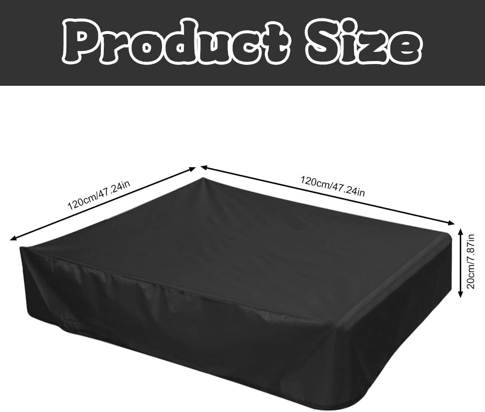 SANDBOX COVER WATERPROOF LARGE TARPAULIN COVER BLACK 150x150x20 Product width 120 cm