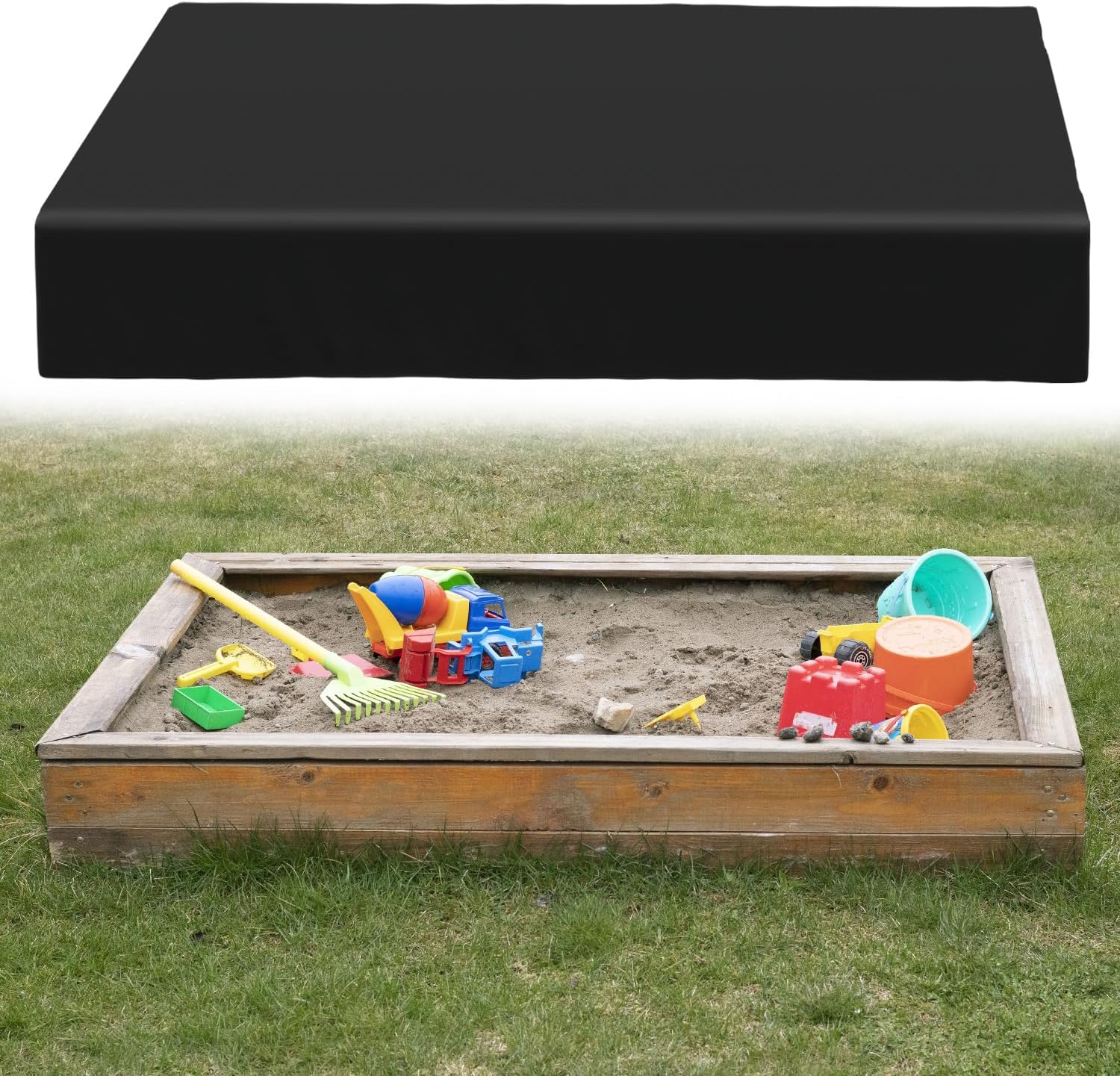 SANDBOX COVER WATERPROOF TARPAULIN COVER OXFORD FABRIC 200x200 Color black