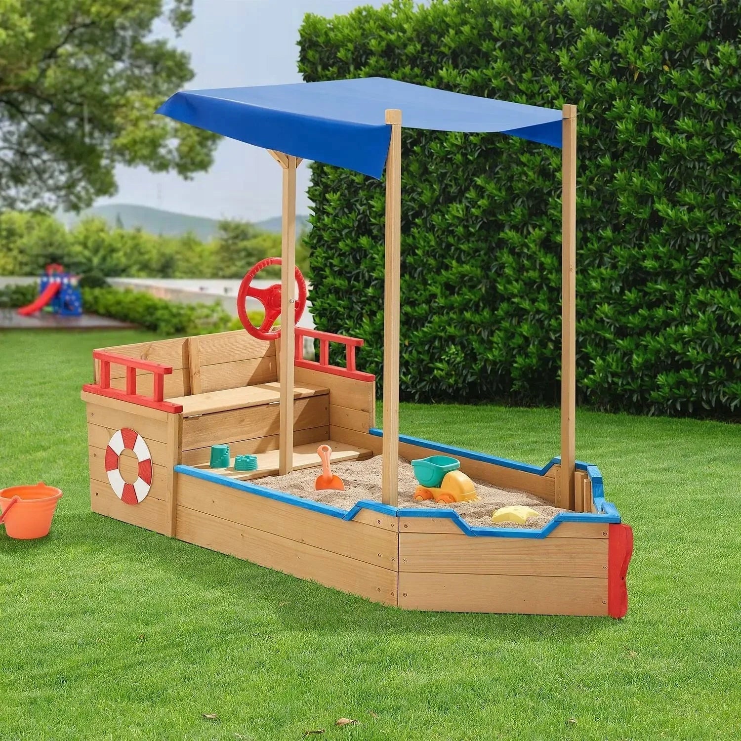 SANDBOX GARDEN PIRATE SHIP WITH CANOPY BENCH LARGE FOR CHILDREN Manufacturer code 51181
