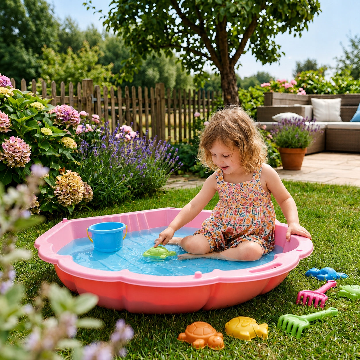 SANDBOX GARDEN SHELL 2IN1 POOL CLOSED DOUBLE PINK 2 SHELLS Kid's age 18＋ months