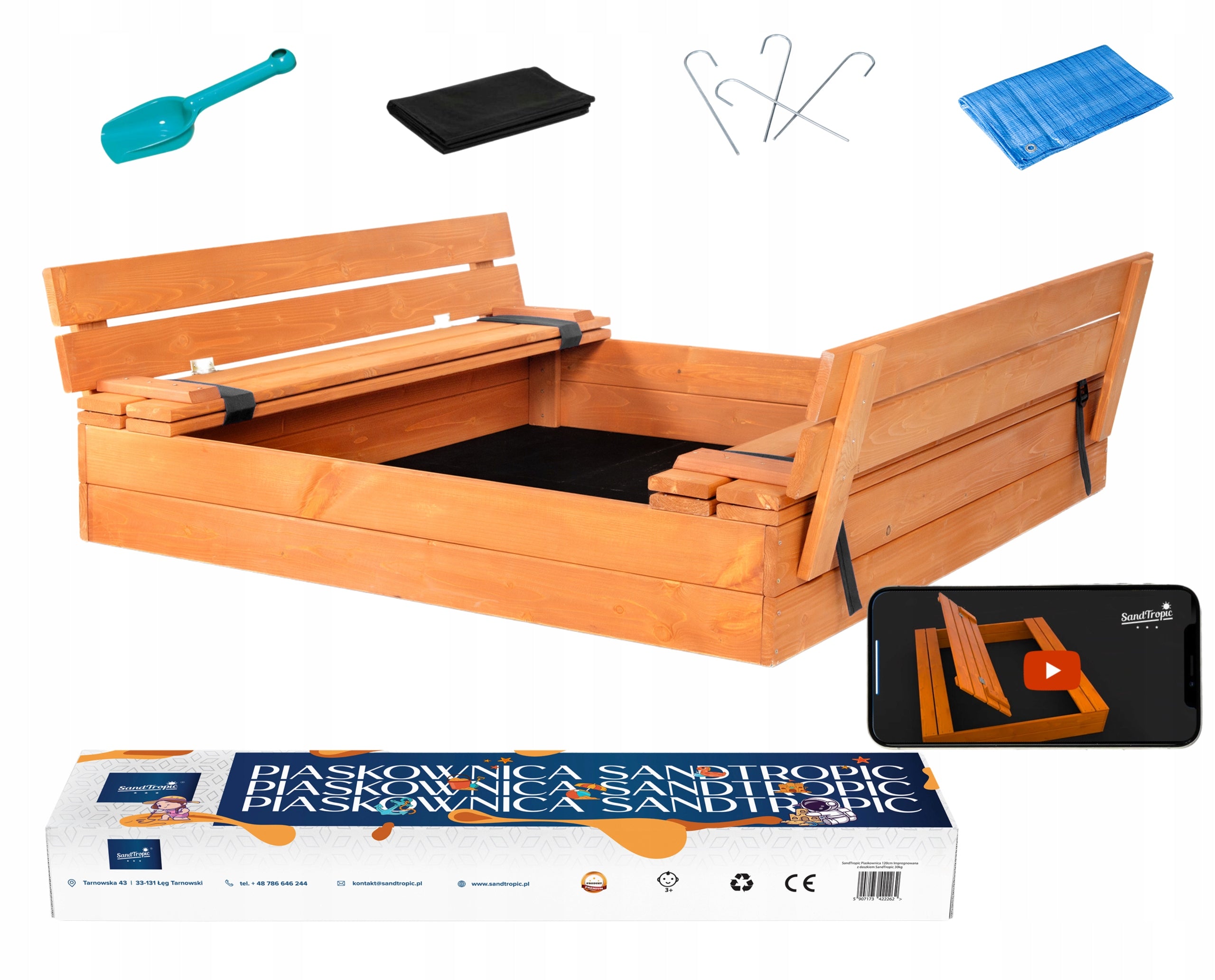 SANDBOX IMPREGNATED WOODEN 120 CLOSED VIDEO BENCHES 3D CERTIFICATE