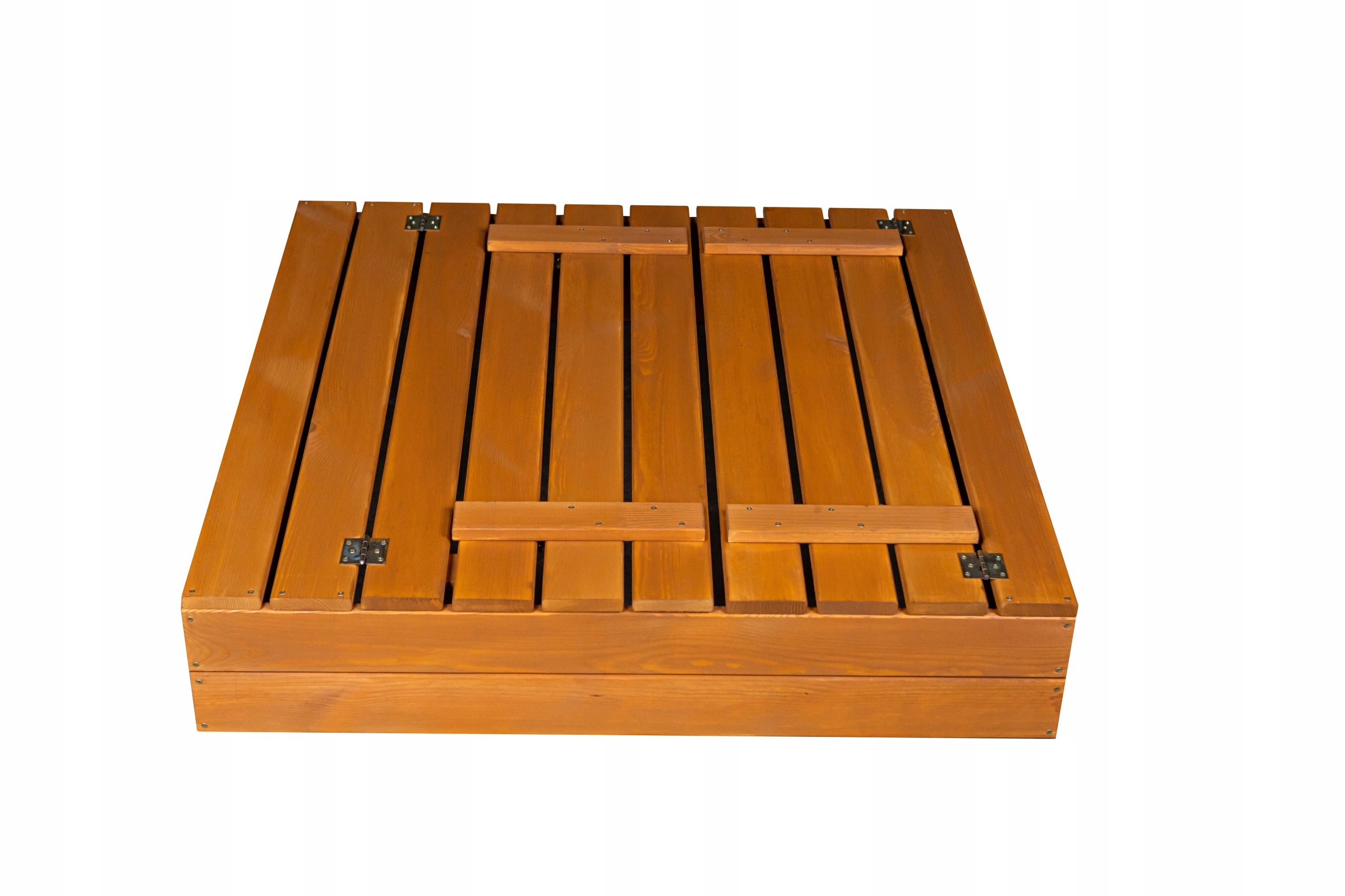 SANDBOX IMPREGNATED WOODEN CLOSED WITH BENCHES 100x100cm + FREEBIES! Kid's age 12＋ months
