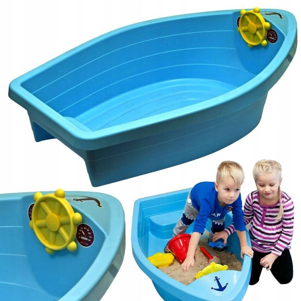 SANDBOX LARGE SWIMMING POOL BOAT WITH BENCH AND RUDDER STRONG 130 CM XXL PALPLAY