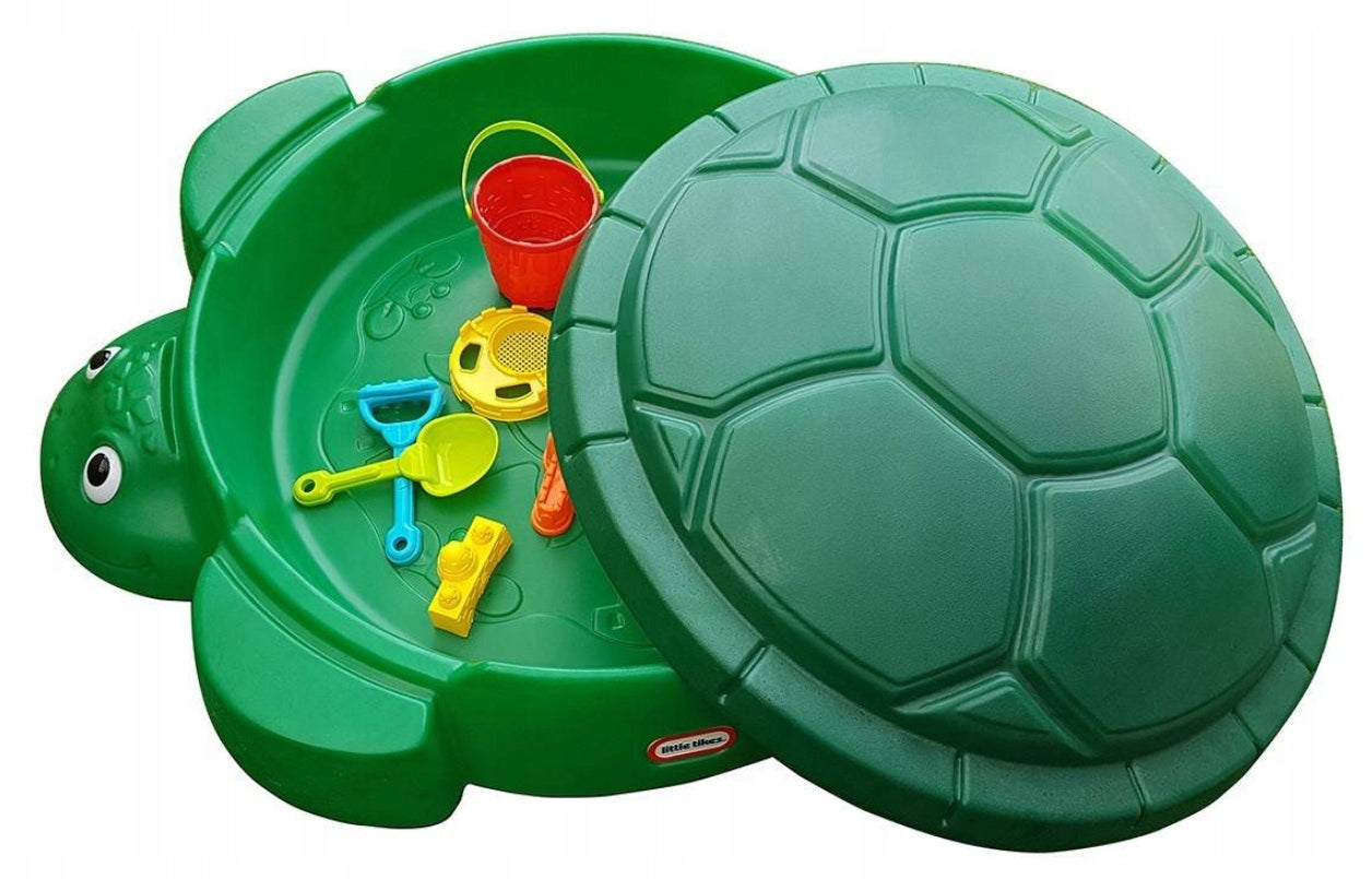 SANDBOX LITTLE TIKES FOR CHILDREN TURTLE GREEN WITH LID AND SEAT Kind plastic