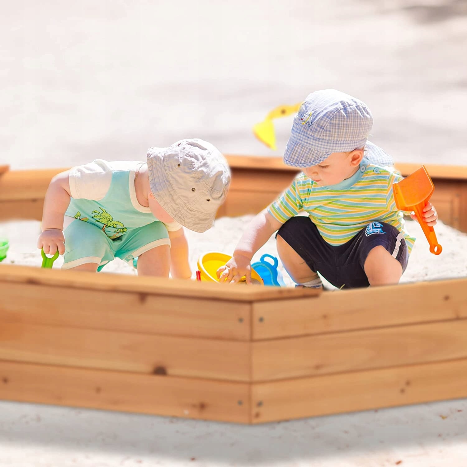 SANDBOX OCTAGONAL WOODEN BENCHES 160CM Kid's age 12＋ months