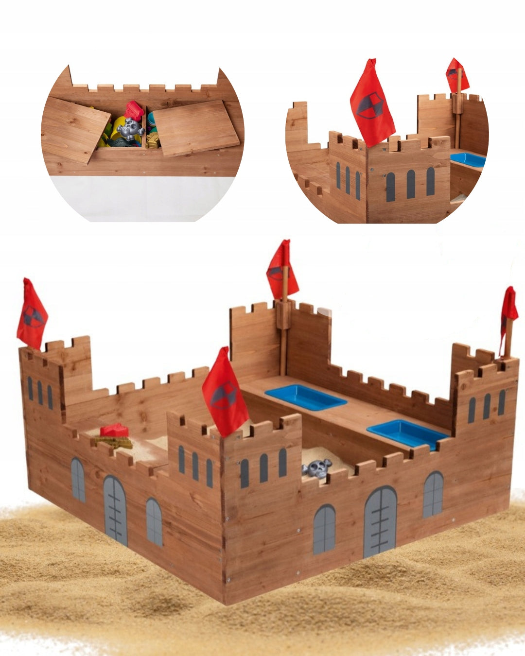 SANDBOX PLAYTIVE WOODEN KNIGHT'S CASTLE CAPACITY 150 KG WITH SEATS