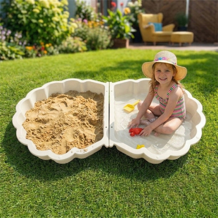 SANDBOX WITH GARDEN COVER LOCKABLE SET 2IN1 SWIMMING POOL SHELL TOY Kind plastic