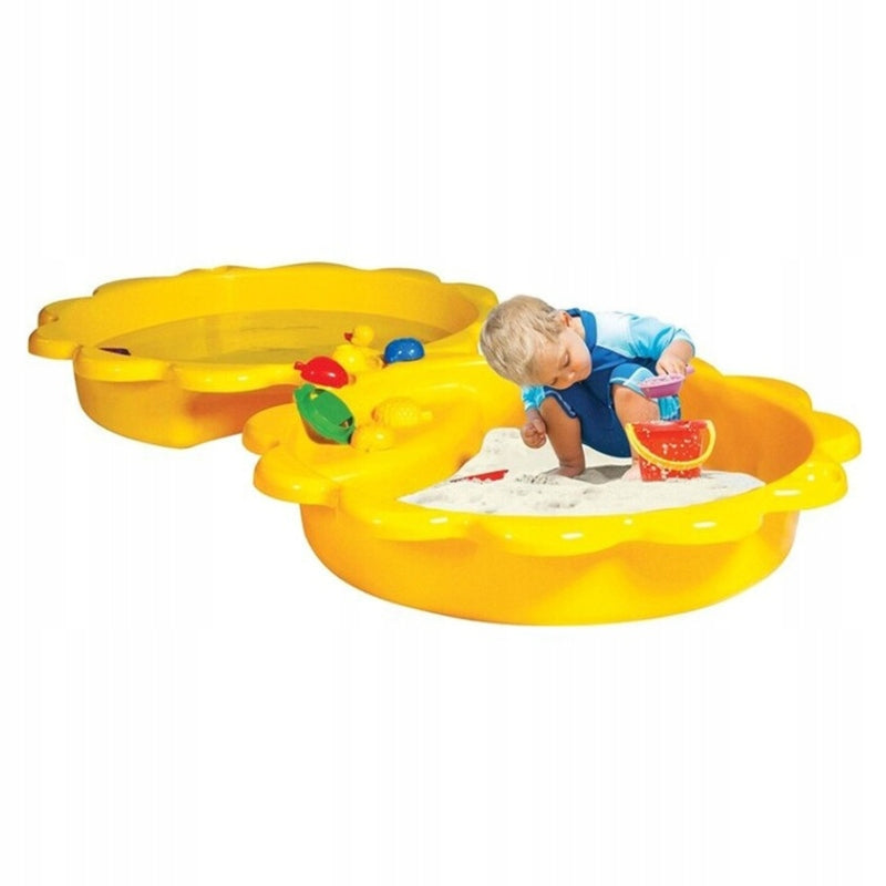 SANDBOX WITH GARDEN LID CLOSED LARGE SET 2in1 POOL SUNFLOWER Kind plastic