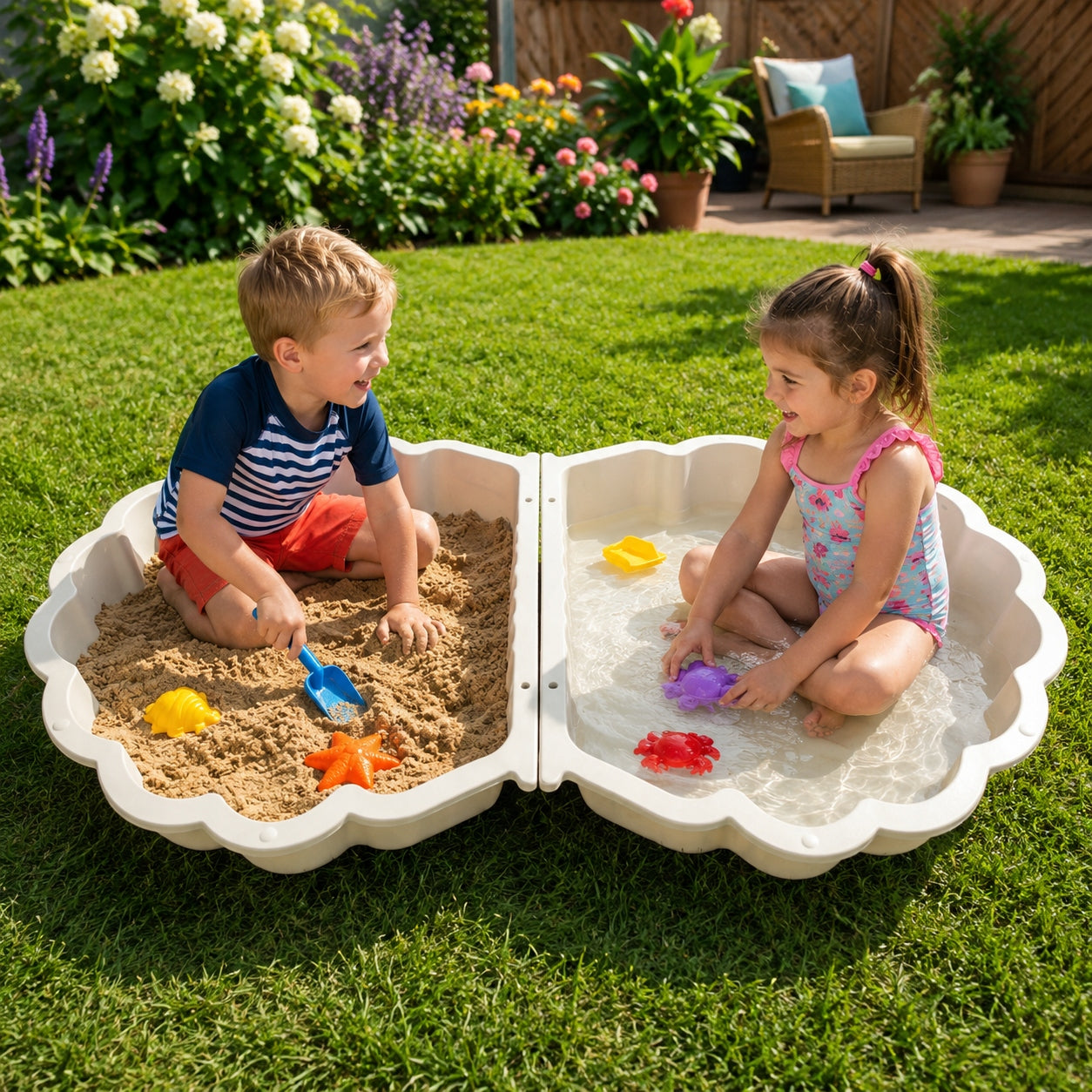 SANDBOX WITH GARDEN LID CLOSED LARGE SET 2in1 SWIMMING POOL SHELL Kind plastic