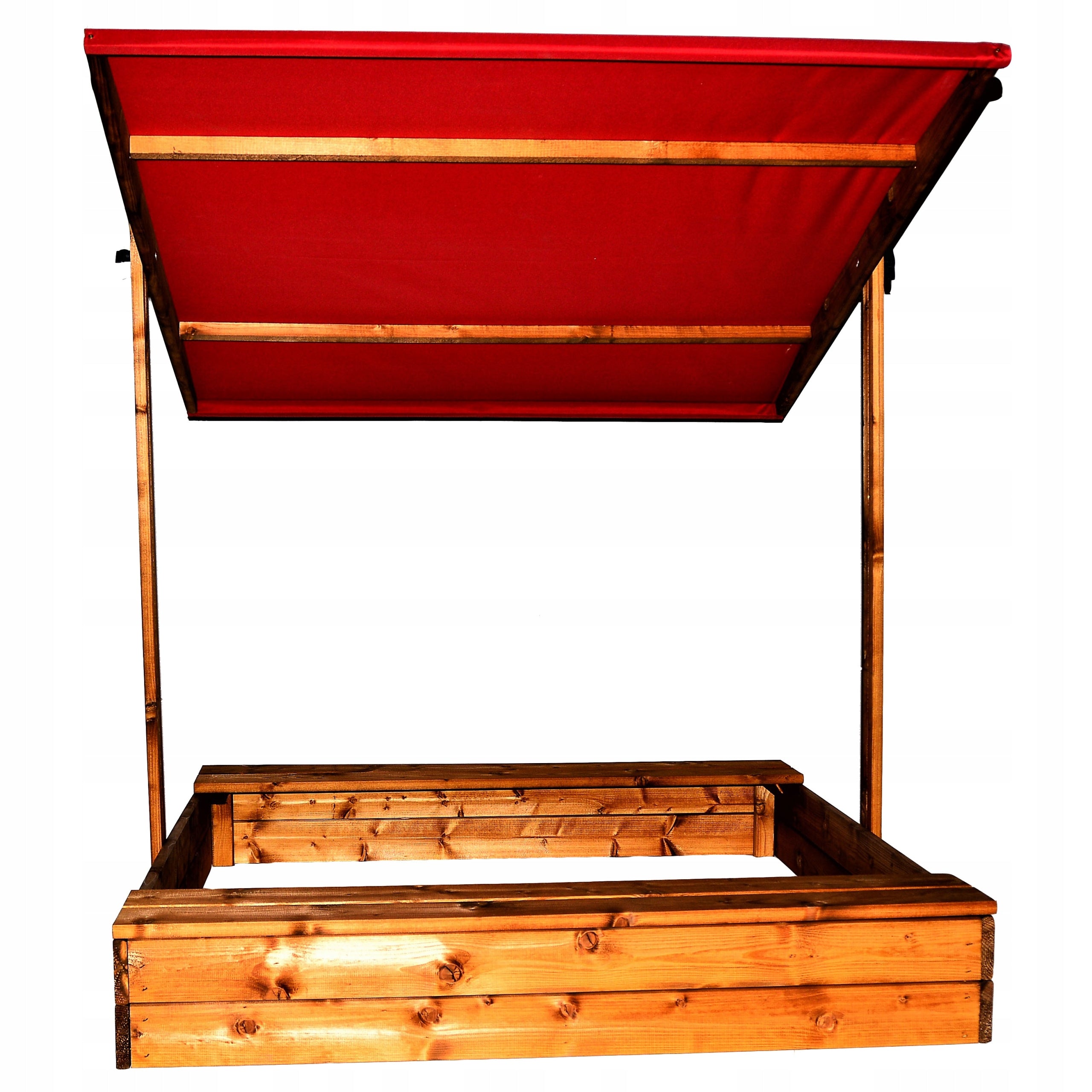 SANDBOX WITH VISOR WOODEN 120x120 ECOLOGICAL COLORED OR BROWN Kid's age 3＋ years