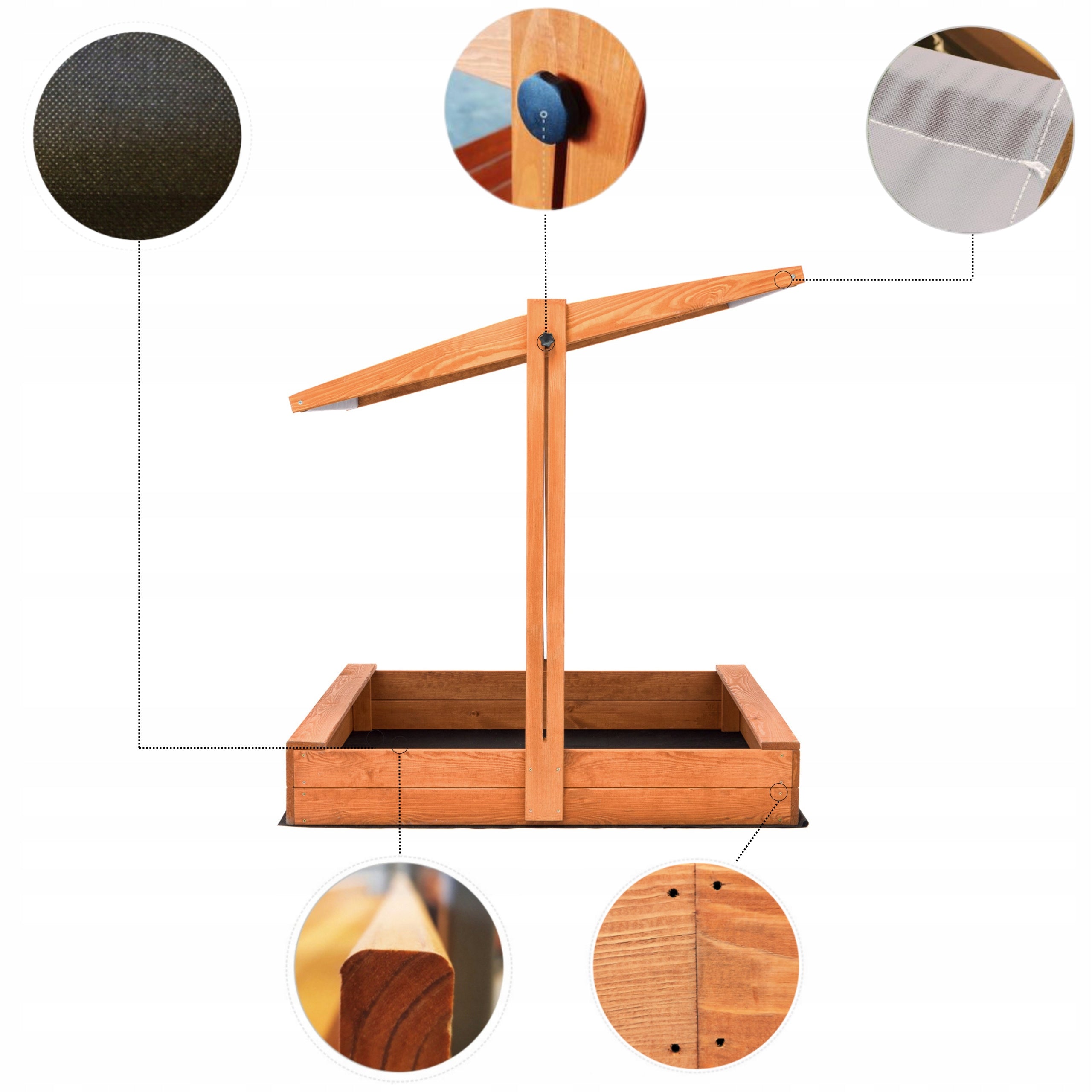 SANDBOX Wooden with Adjustable Canopy IMPREGNATED VARIOUS COLORS! Kid's age 12＋ months
