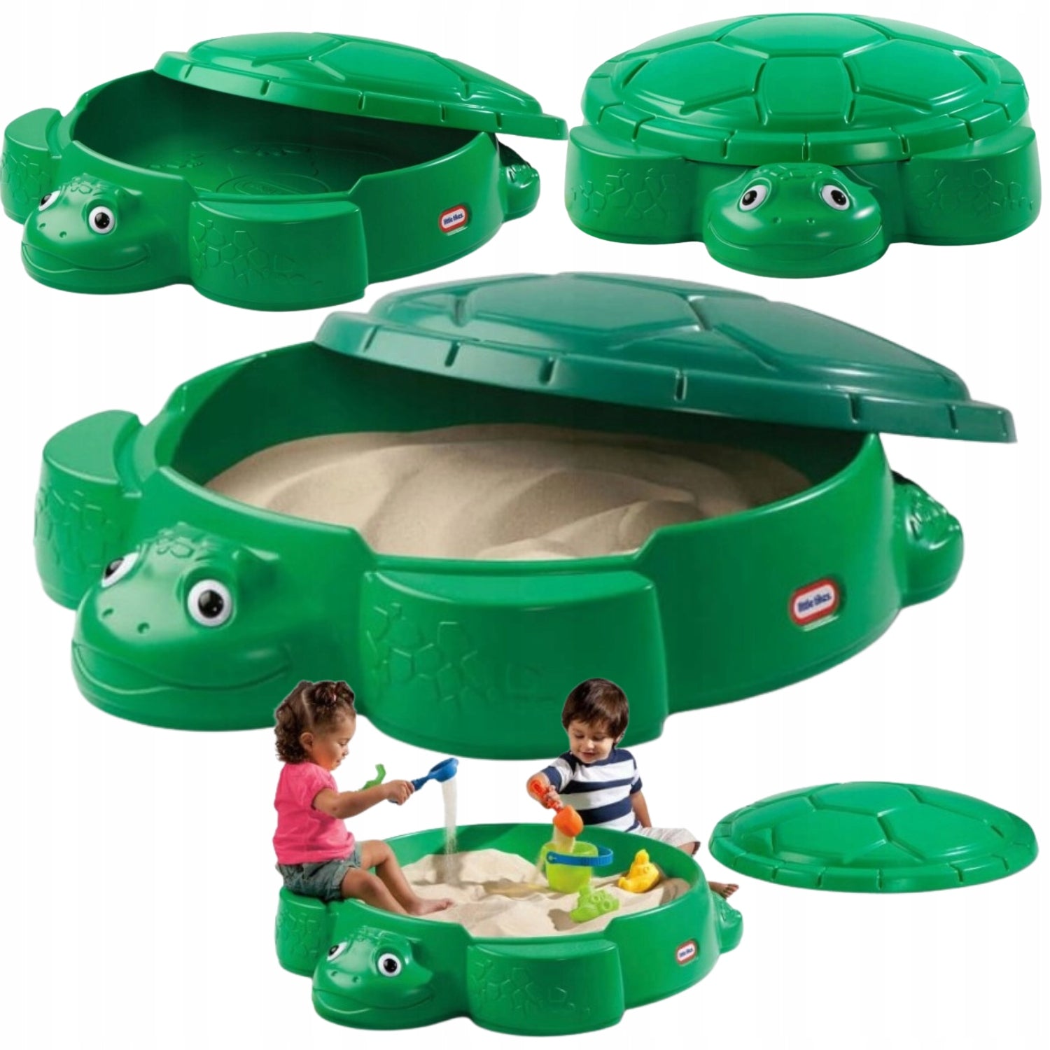SANDBOX XXL PLASTIC CLOSED FOR CHILDREN TURTLE WITH COVER 2 SEATS