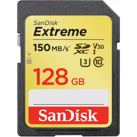 SANDISK 128GB SD SDXC Class 10 EXTREME 150MBs UHS-I U3 V30 memory card