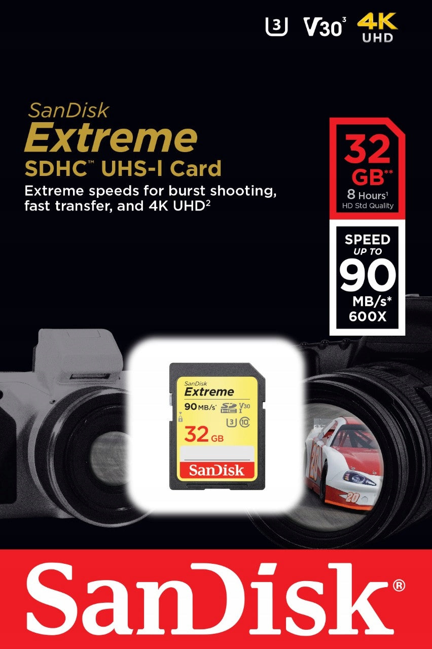 SANDISK 32GB SD SDHC Class 10 EXTREME 90MB/s UHS-3 Manufacturer SanDisk