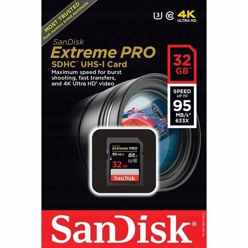 SANDISK 32GB SD SDHC EXTREME PRO CL10 UHS-3 95MB/s