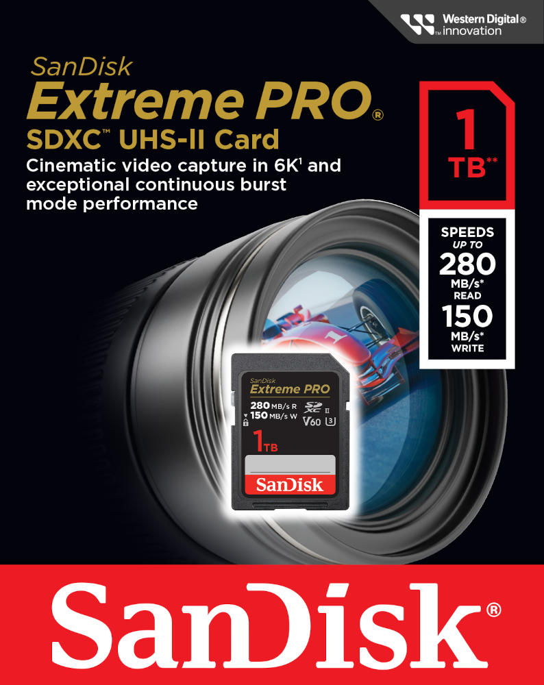 SANDISK EXTREME PRO SDXC 1TB 280/150 MBs V60 UHS-II Memory Card Manufacturer SanDisk