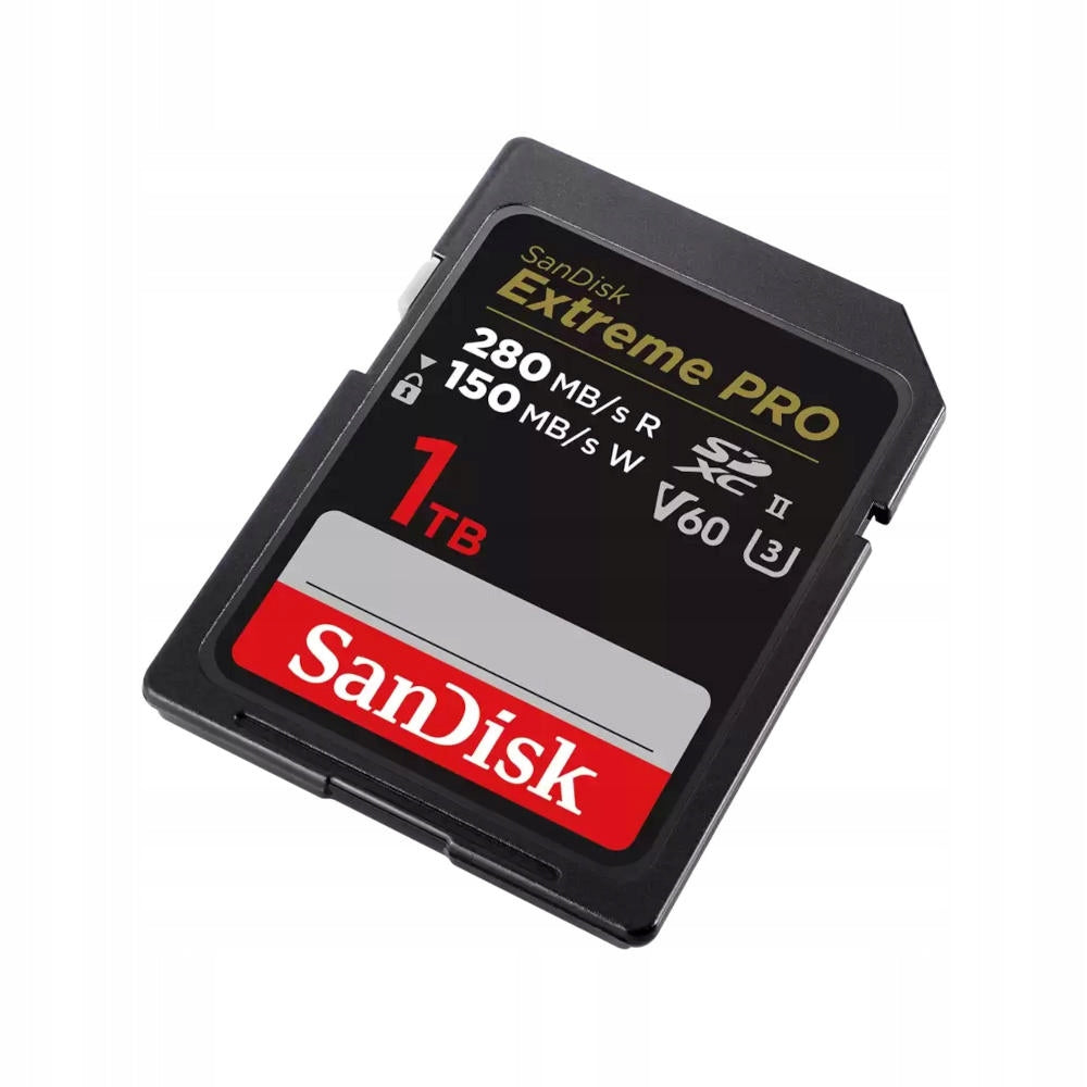 SANDISK EXTREME PRO SDXC 1TB 280/150 MBs V60 UHS-II Memory Card Manufacturer code SDSQXAO-1T00-GN6ZN
