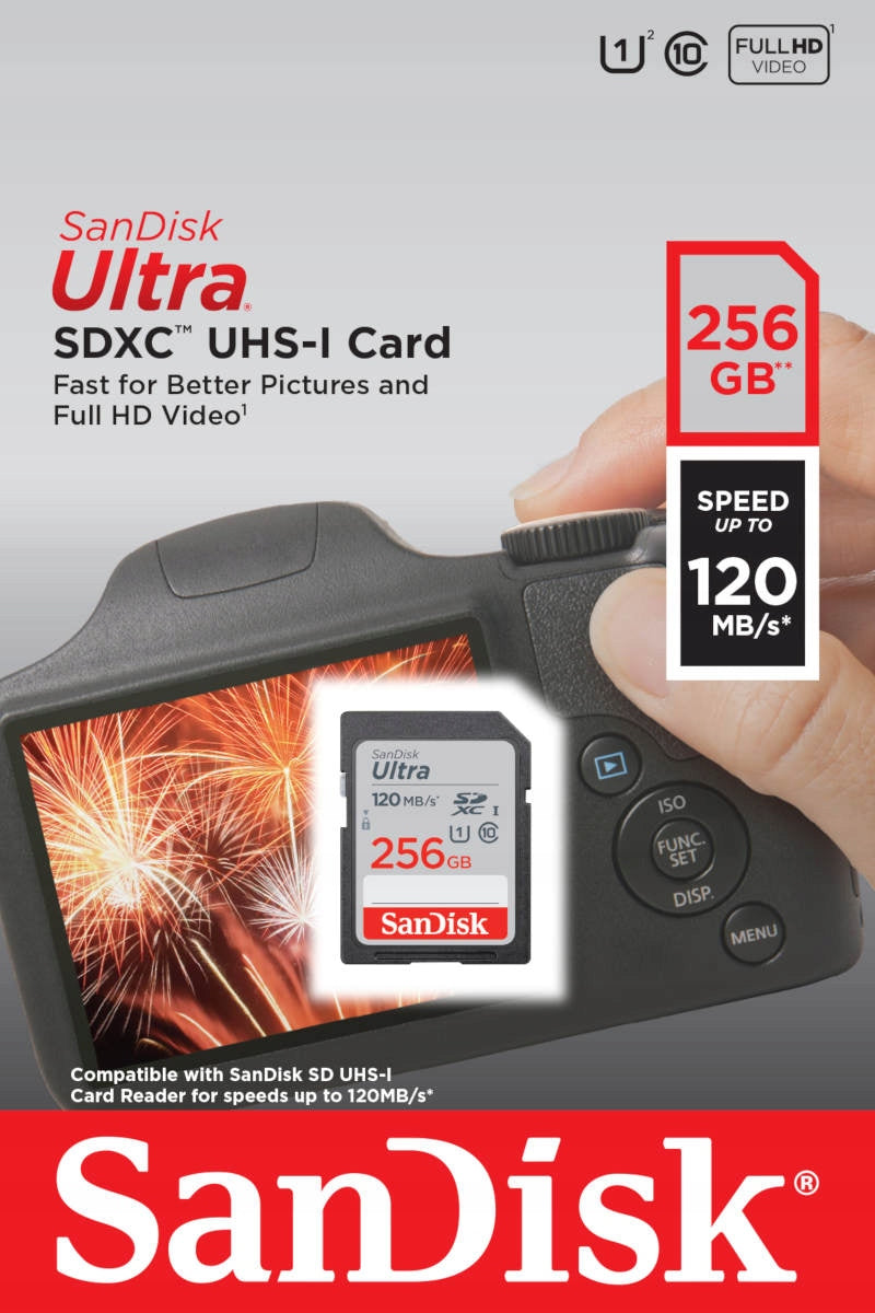 SANDISK ULTRA SDXC 256GB 120MB/s UHS-I Class 10 Card capacity 256 GB