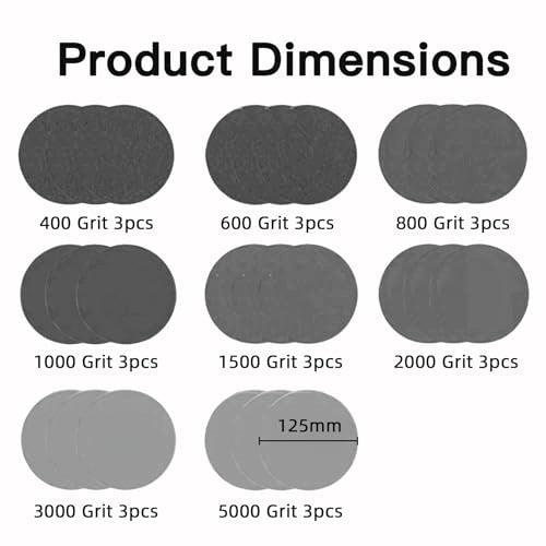 SANDPAPER 125 MM VELCRO SET OF 24 SILICON CARBIDE 400 1500 Manufacturer code Producent niezależny