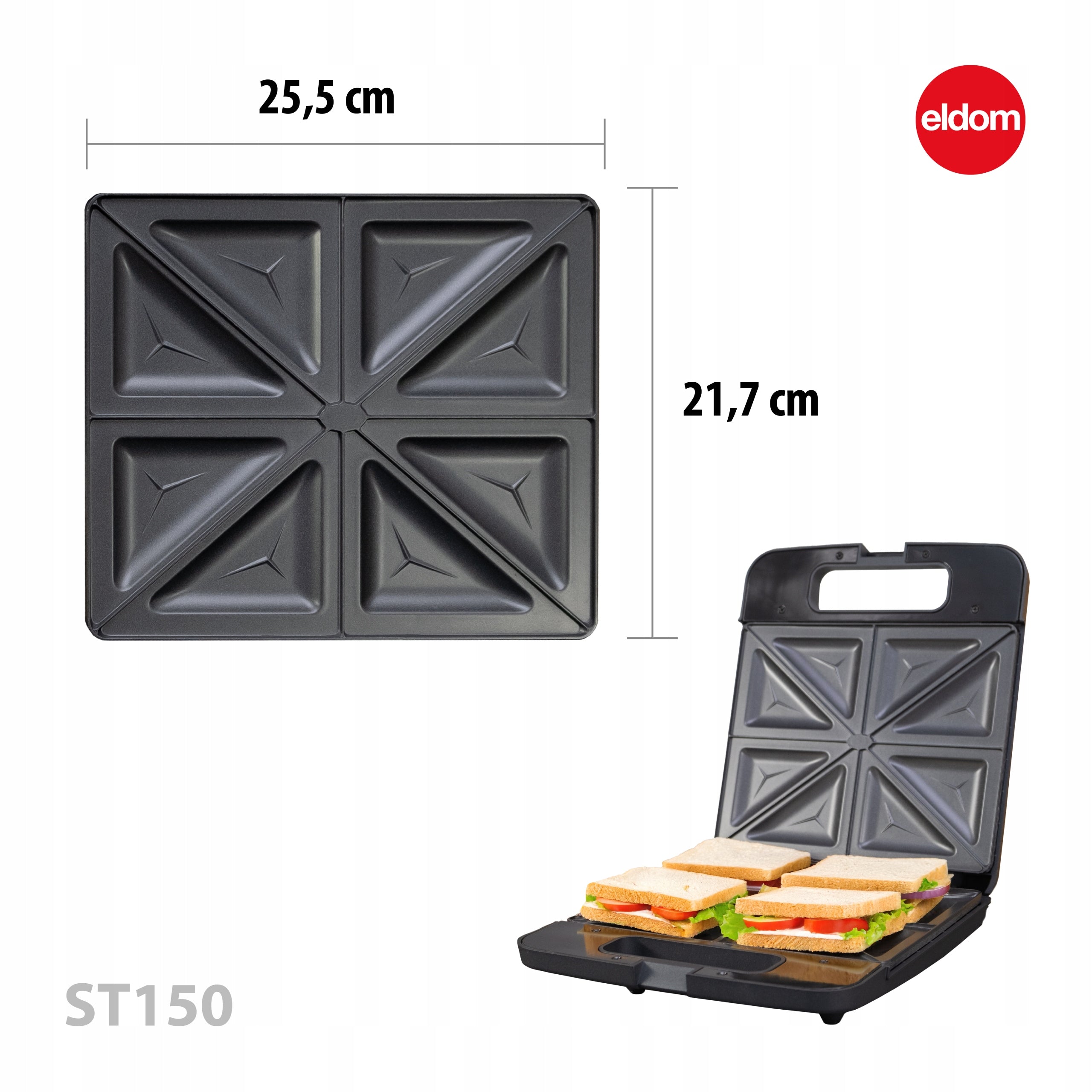 SANDWICH TOASTER 1400W LARGE XXL 4 SANDWICHES NEW Power rating 1400 W