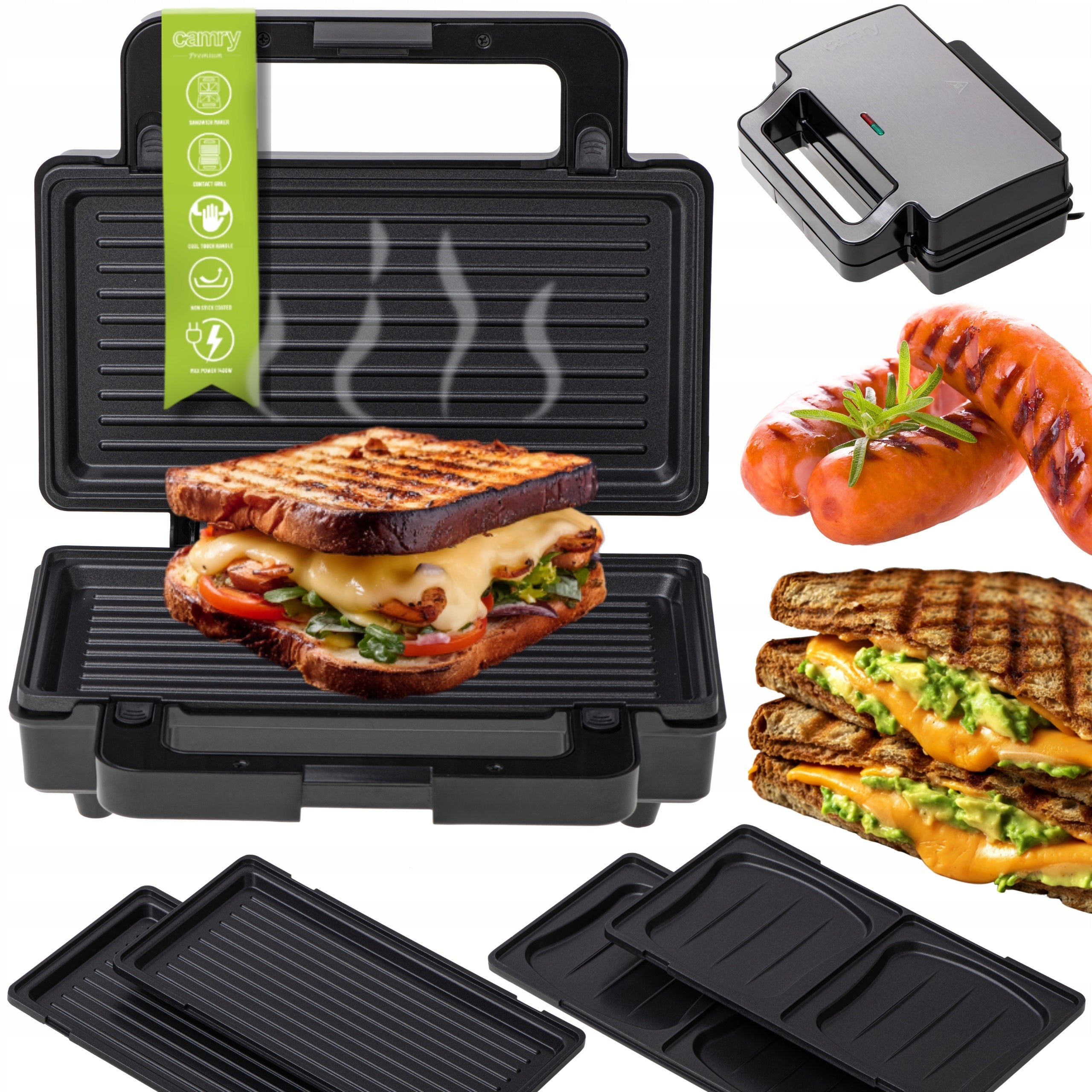 SANDWICH TOASTER 2in1 PANINI Electric Grill Toaster 1400W NON-STICK