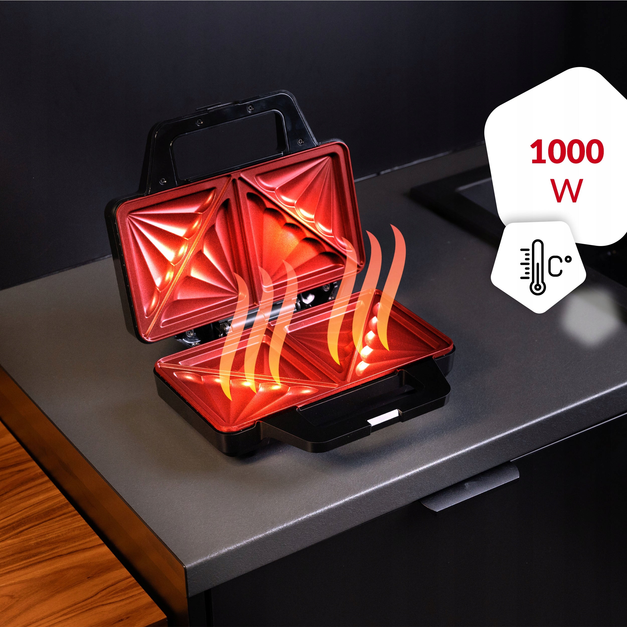 SANDWICH TOASTER GRILL SANDWICH COATING NON-STICK POWER 1500 Power rating 1000 W