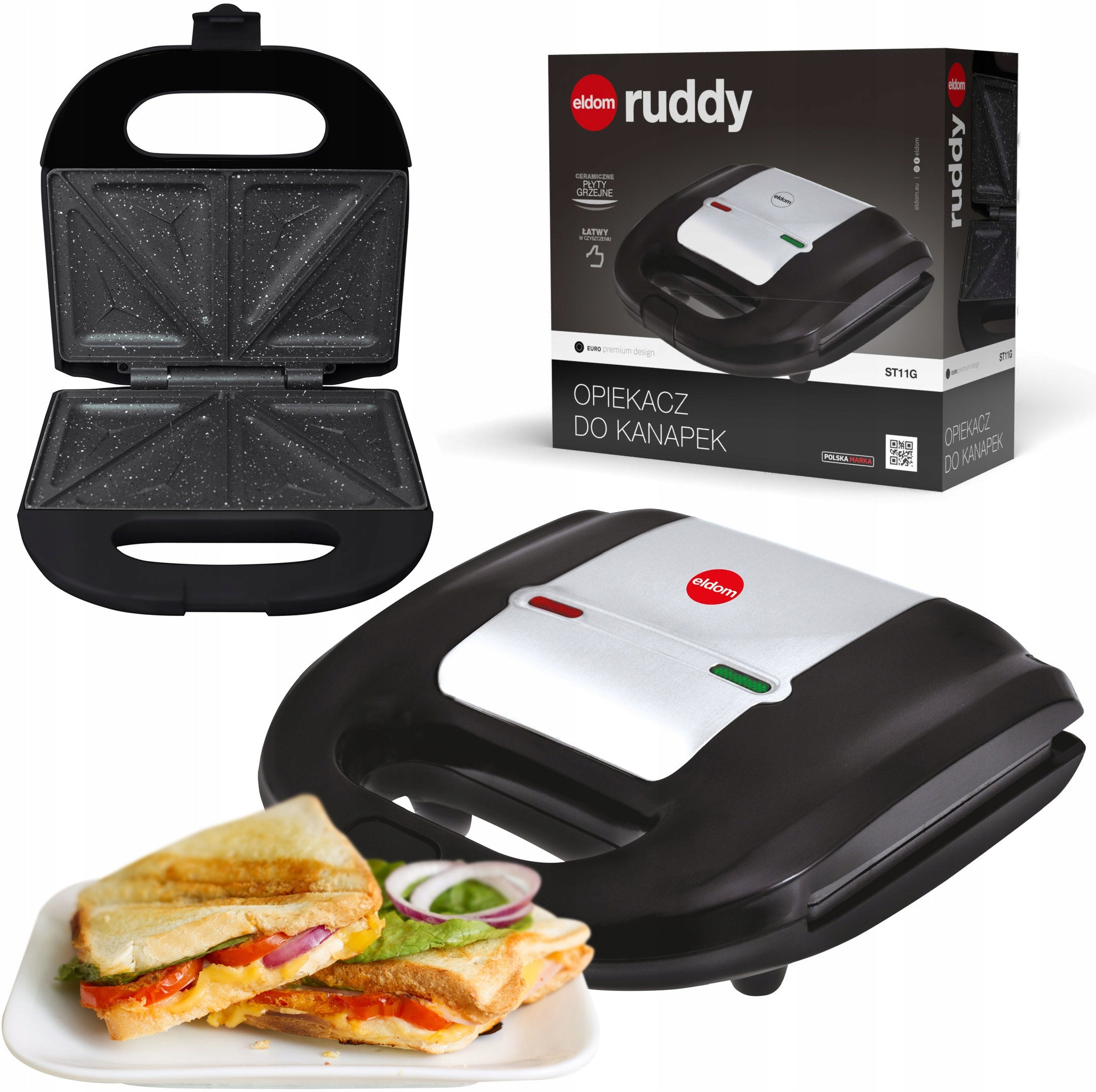 SANDWICH TOASTER SANDWICH ELDOM CERAMIC WITH GRANITE COATING 750W