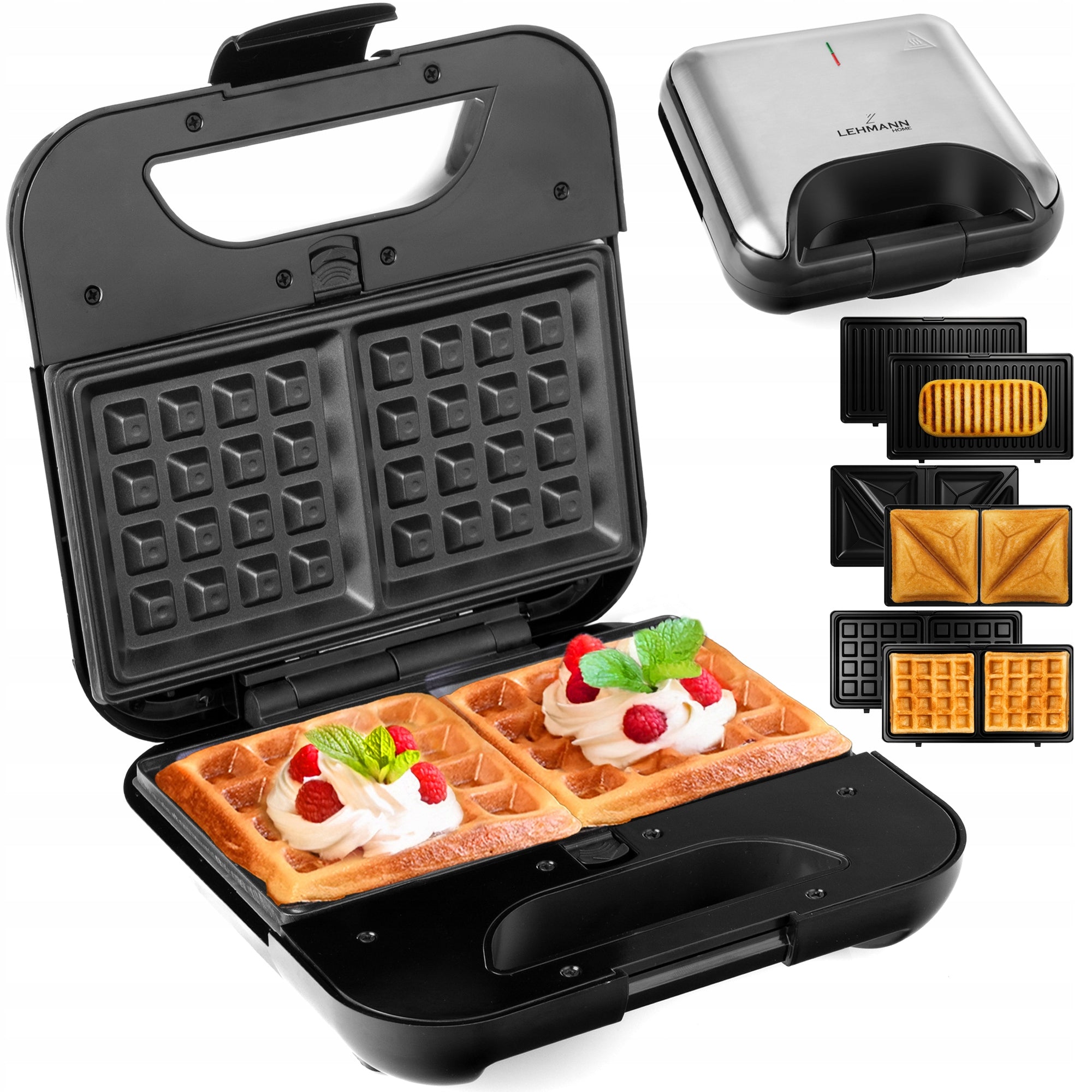 SANDWICH TOASTER SANDWICH GRILL WAFFLE IRON 3IN1 LARGE STRONG 1200
