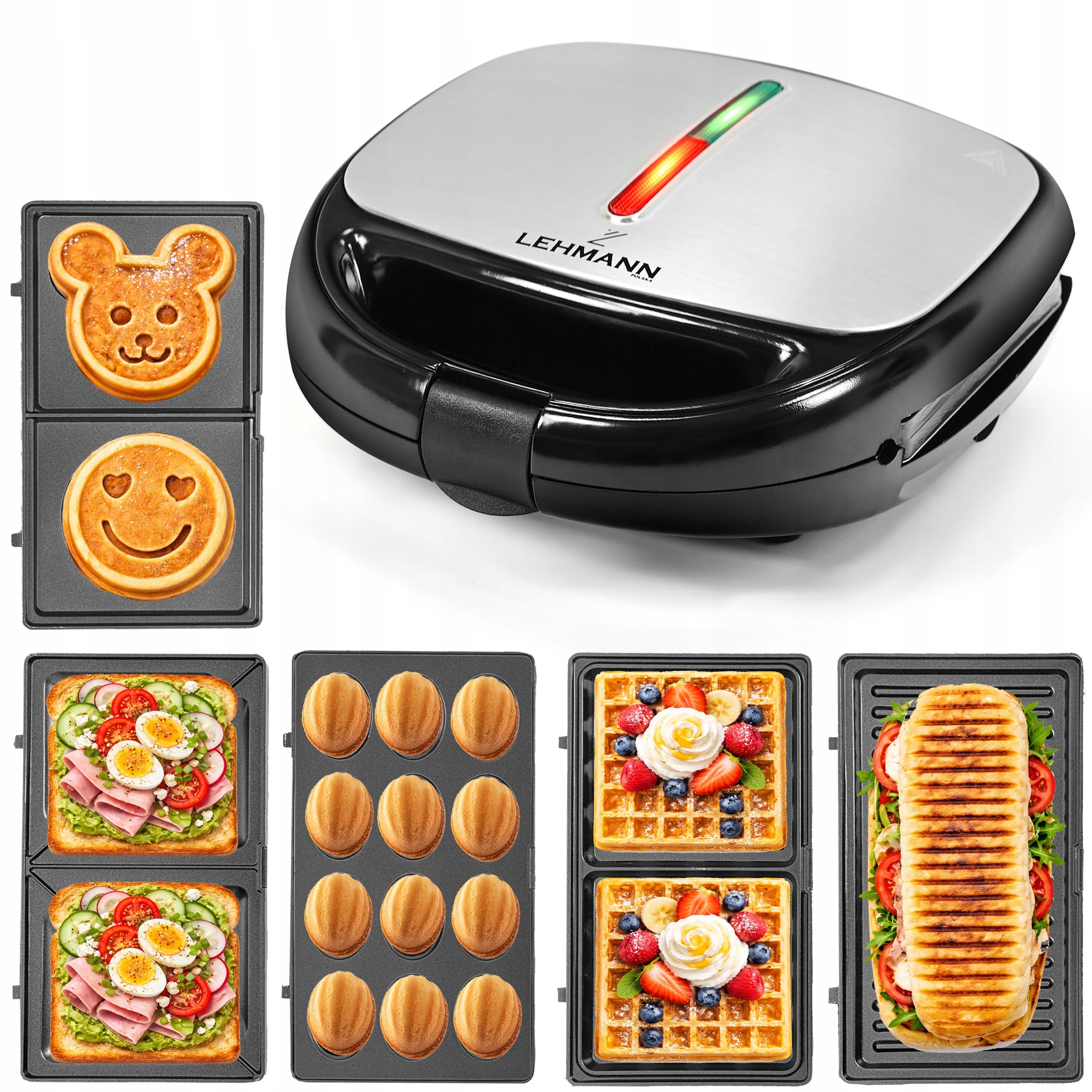 SANDWICH TOASTER WAFFLE IRON GRILL ELECTRIC TOASTER STRONG PANINI 5IN1
