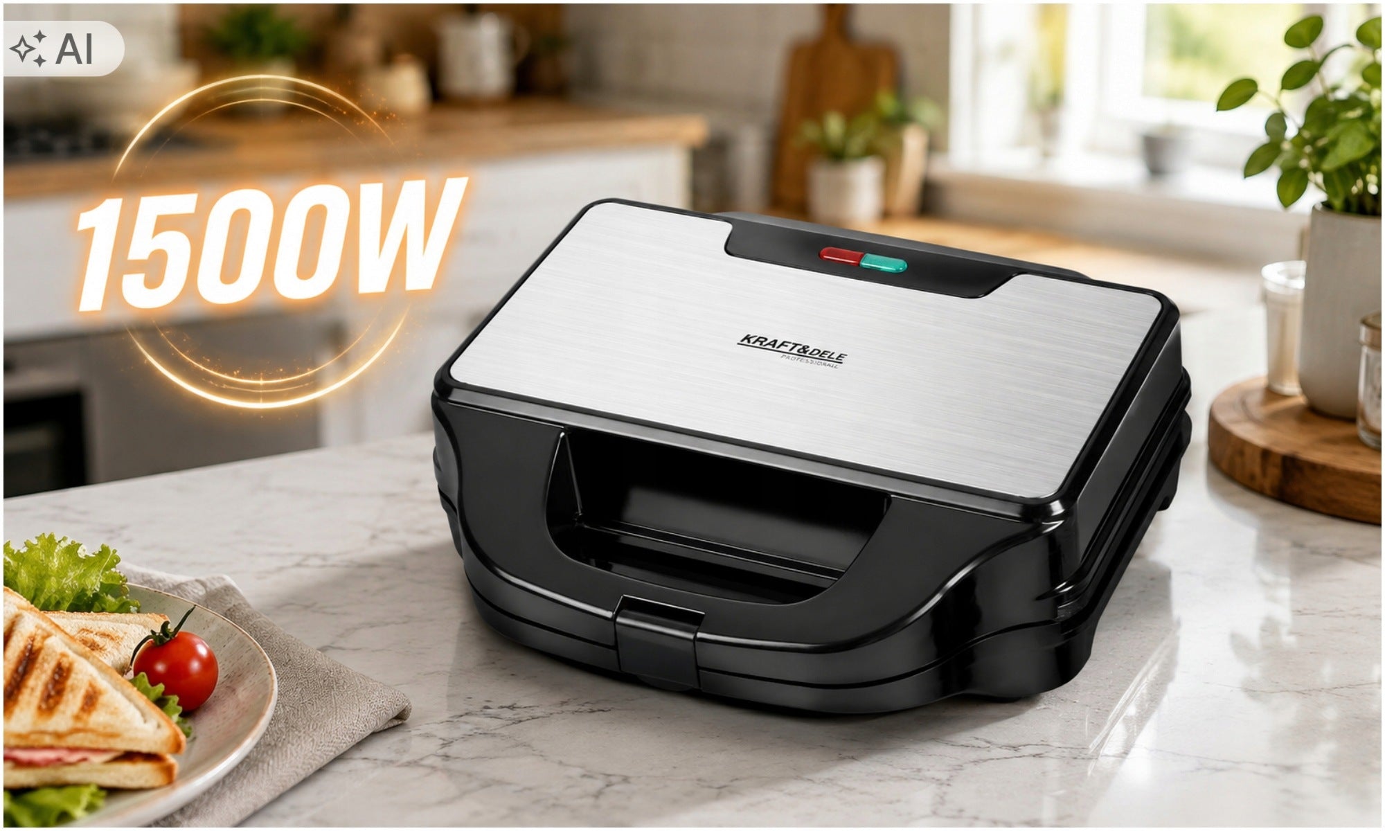 SANDWICH TOASTER WAFFLE MAKER GRILL 3IN1 TOASTER SANDWICH TOAST 1500W STRONG Packaging status original