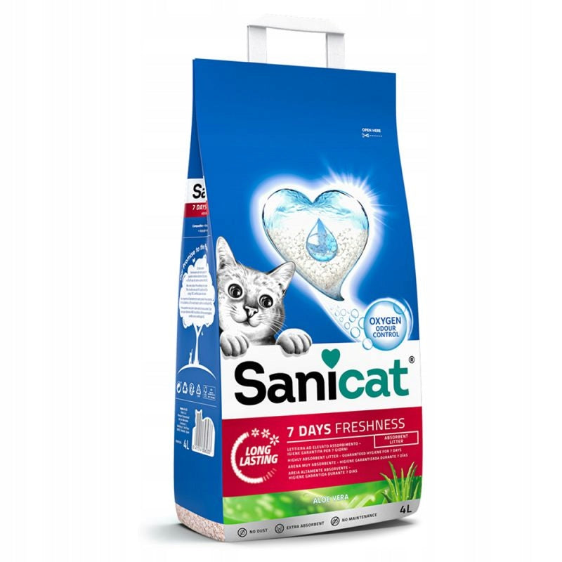 SANICAT 7 DAYS Aloe Vera mineral cat litter - non-caking 4l
