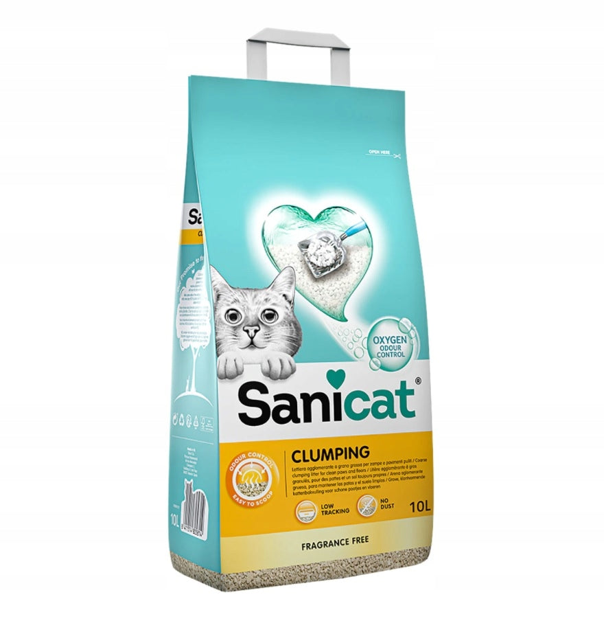SANICAT Clumping bentonite litter unscented for cat 10l