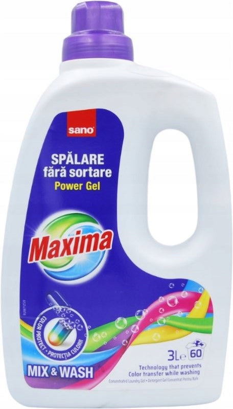 SANO MAXIMA WASHING GEL UNIVERSAL EFFICIENT REMOVES ALL STAINS 3L