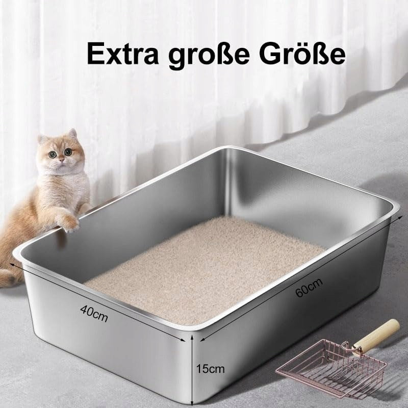 SAROSORA STAINLESS STEEL CAT LITTER BOX LARGE METAL TOILET XXL FOR Manufacturer code B0DQD35X4V