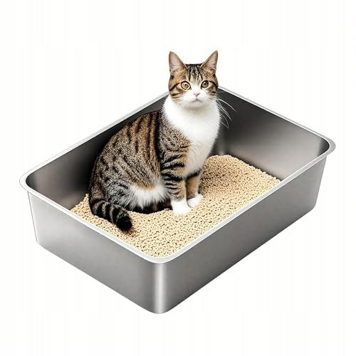 SAROSORA STAINLESS STEEL CAT LITTER BOX LARGE METAL TOILET XXL FOR Packaging status original