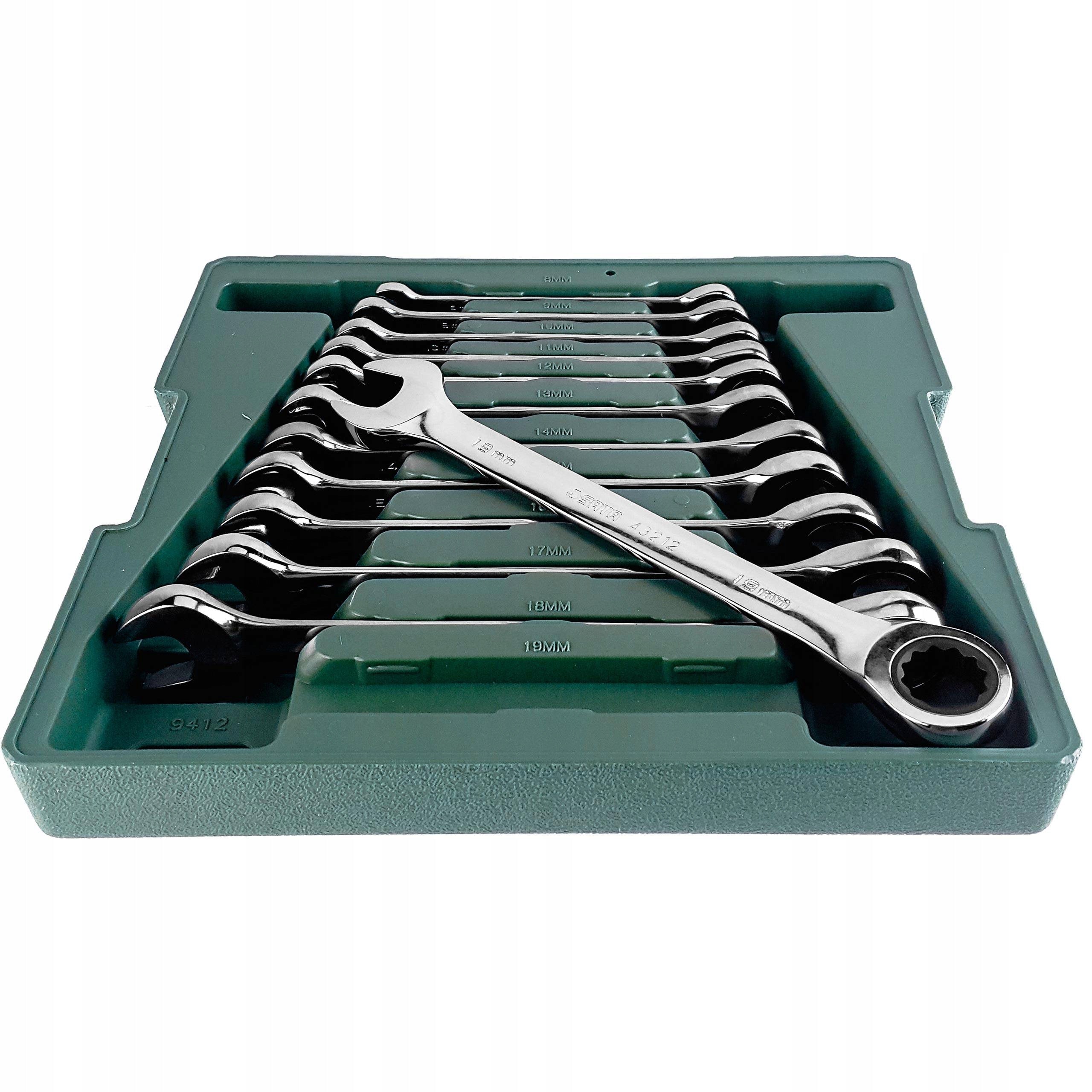 SATA FLAT RING WRENCHES WITH RATCHET CASE SET Key type combination