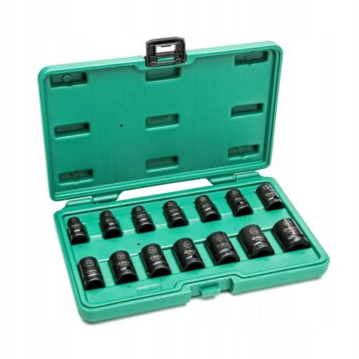 SATA Impact Socket Set 14pcs Thin Wall 1/2 in Case ST34397T