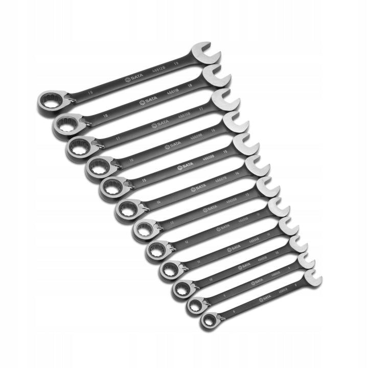 SATA Set of 12 ratchet wrenches with direction switch 08044B black Manufacturer code 08044B