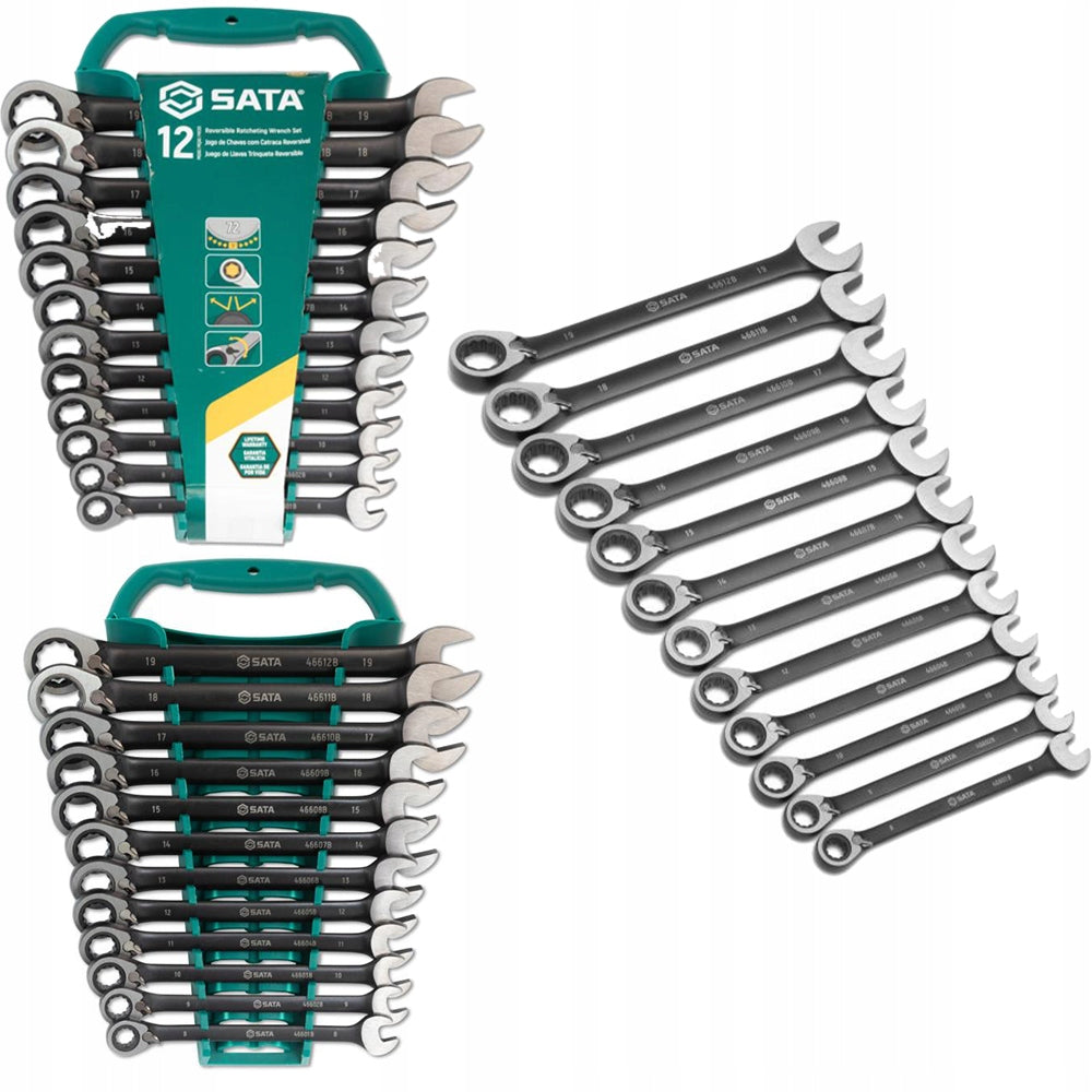 SATA Set of 12 ratchet wrenches with direction switch 08044B black