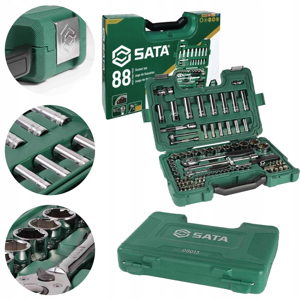SATA Socket wrench set two ratchets 1/2" 1/4" 88 pieces 09013