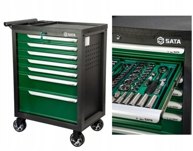 SATA TOOL TROLLEY BASIC ST95126G GREEN 7 DRAWERS + 299 TOOLS