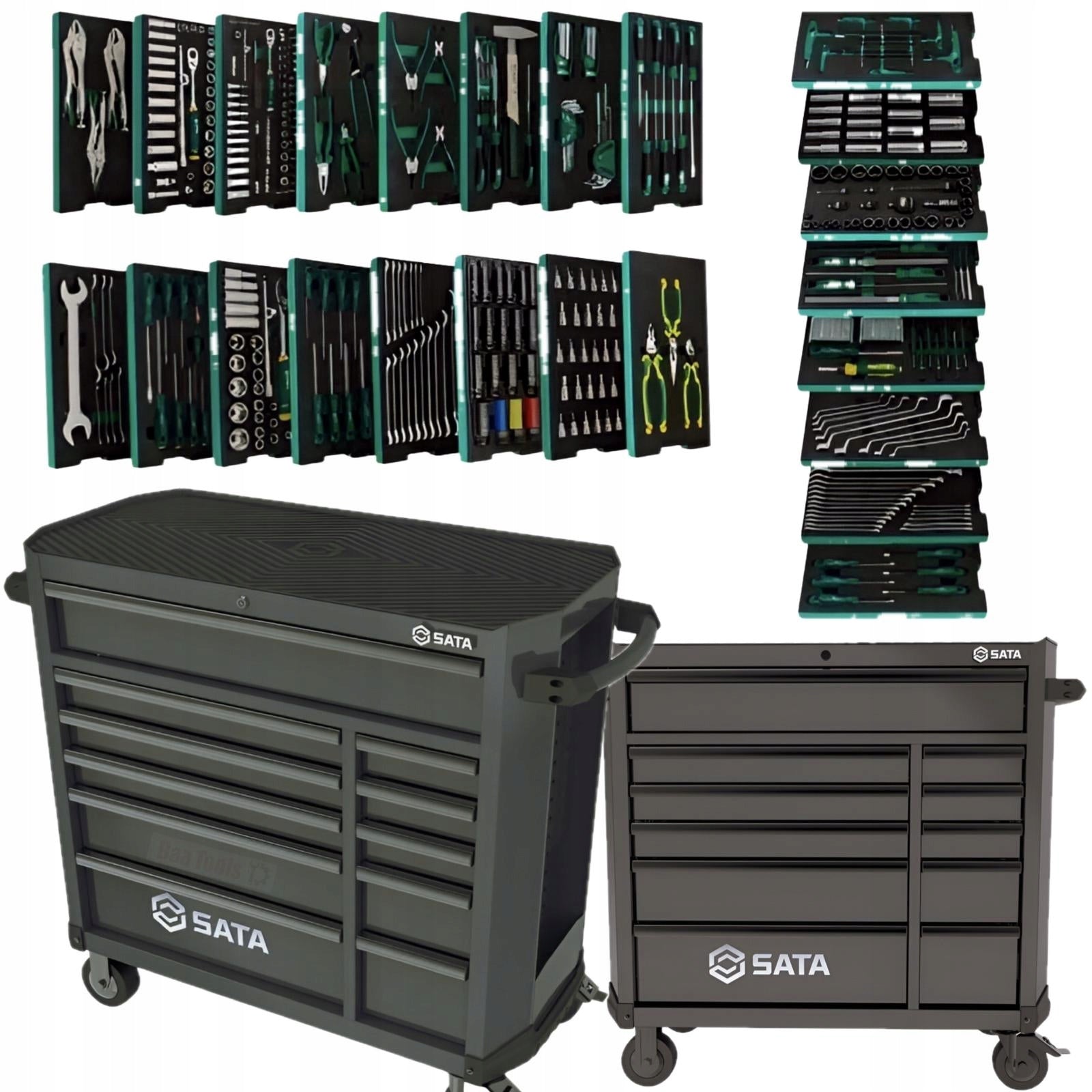 SATA TROLLEY BLACK TOOL SERVICE CABINET WITH EQUIPMENT 452el. Packaging status original