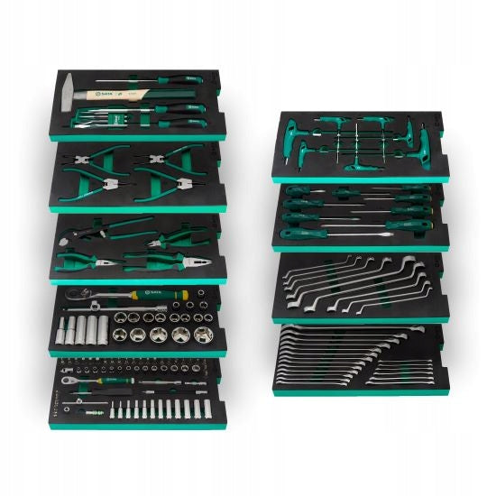 SATA TROLLEY GREEN SERVICE CABINET 7 DRAWERS WITH EQUIPMENT 152el. Packaging status original